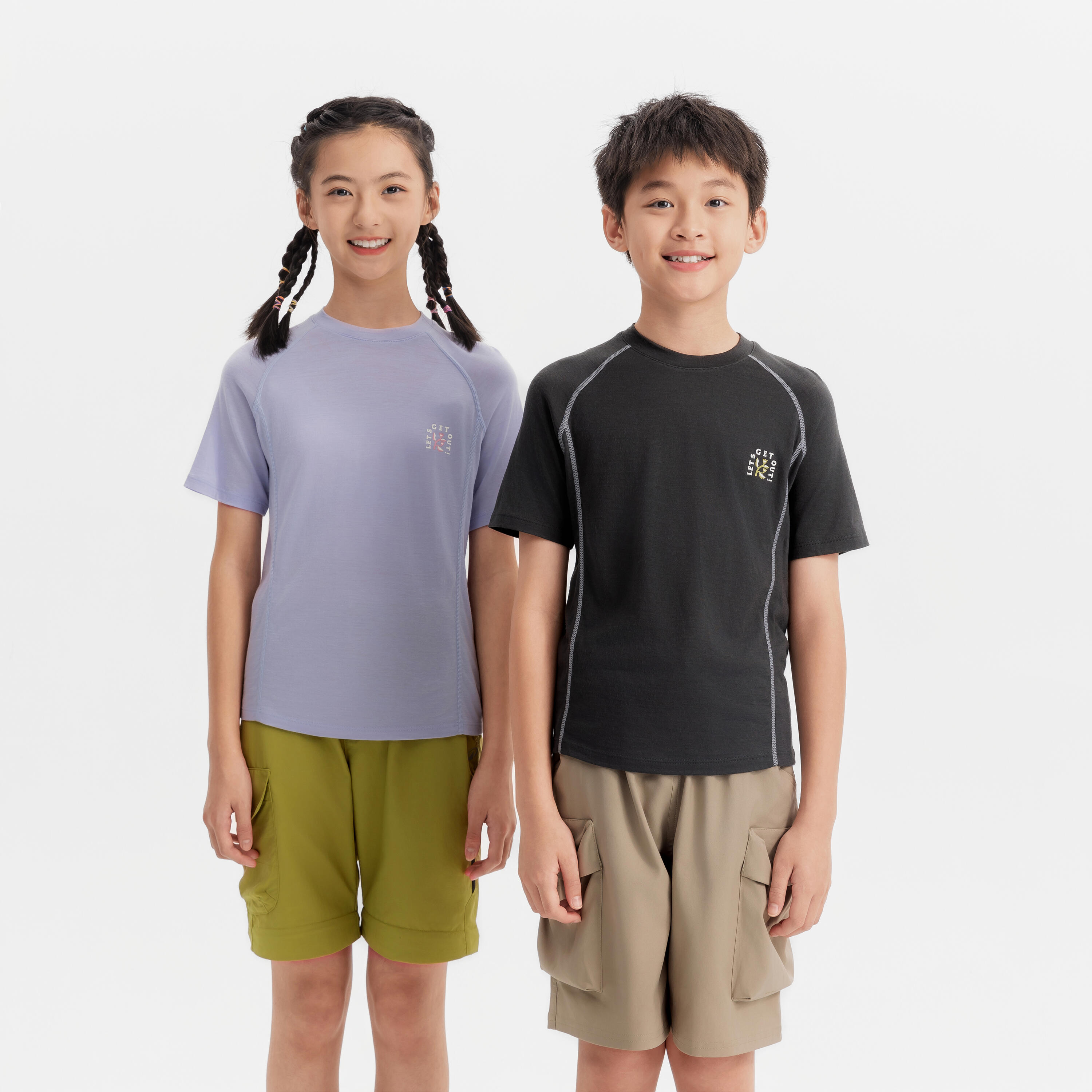T-shirt in lana trekking bambina MH900 WOOL lilla 15/21