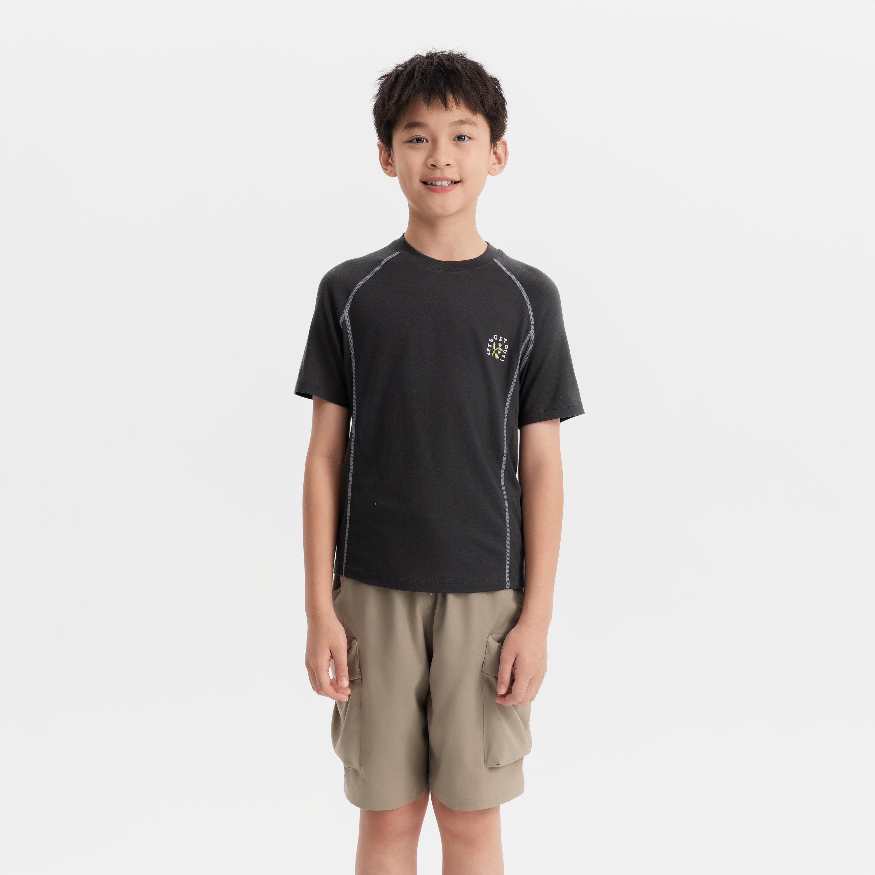 Merino wandel T-shirt kinderen 7-15 jaar MH900 grijs 7/15