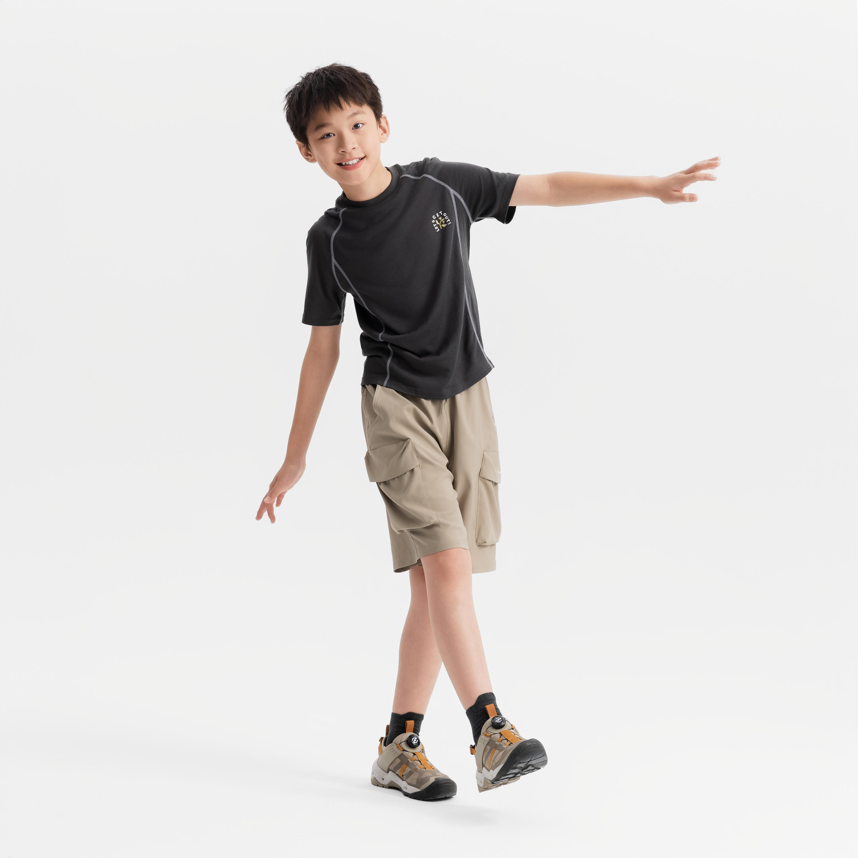 Merino wandel T-shirt kinderen 7-15 jaar MH900 grijs 13/15