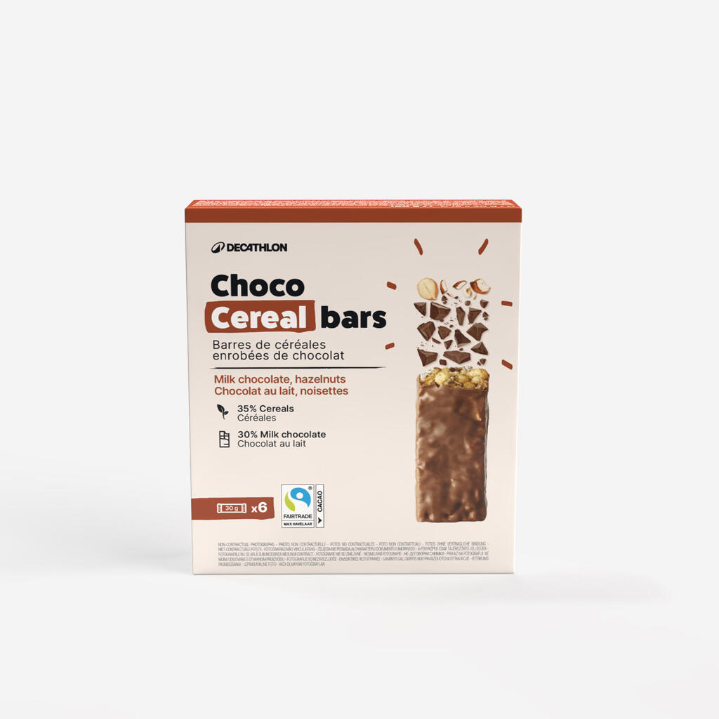 Cereal Bars Coated with Milk Chocolate - Hazelnut x6