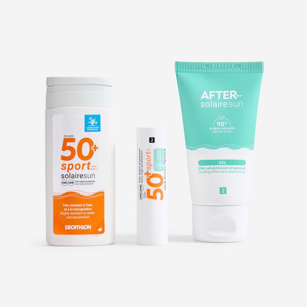 Sun kit: SPF 50+ cream / SPF 50+ lip stick / After-sun lotion