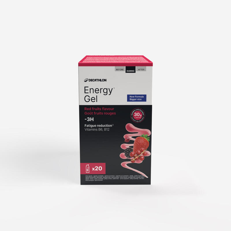 Gel energético inferior a 3 horas frutos vermelhos, Energy Gel x20     BAIXA DE PREÇO 25,90€ Antes 27,90€    Preço por quantidade 37,01€l DECATHLON Gel energético inferior a 3 horas frutos vermelhos, Energy Gel x20  (56)A partir de 2 horas    