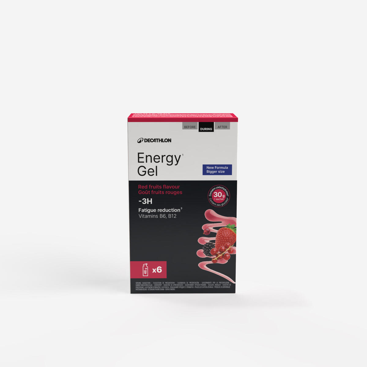 Gel énergétique moins de 3 heures fruits rouges, Energy Gel x6