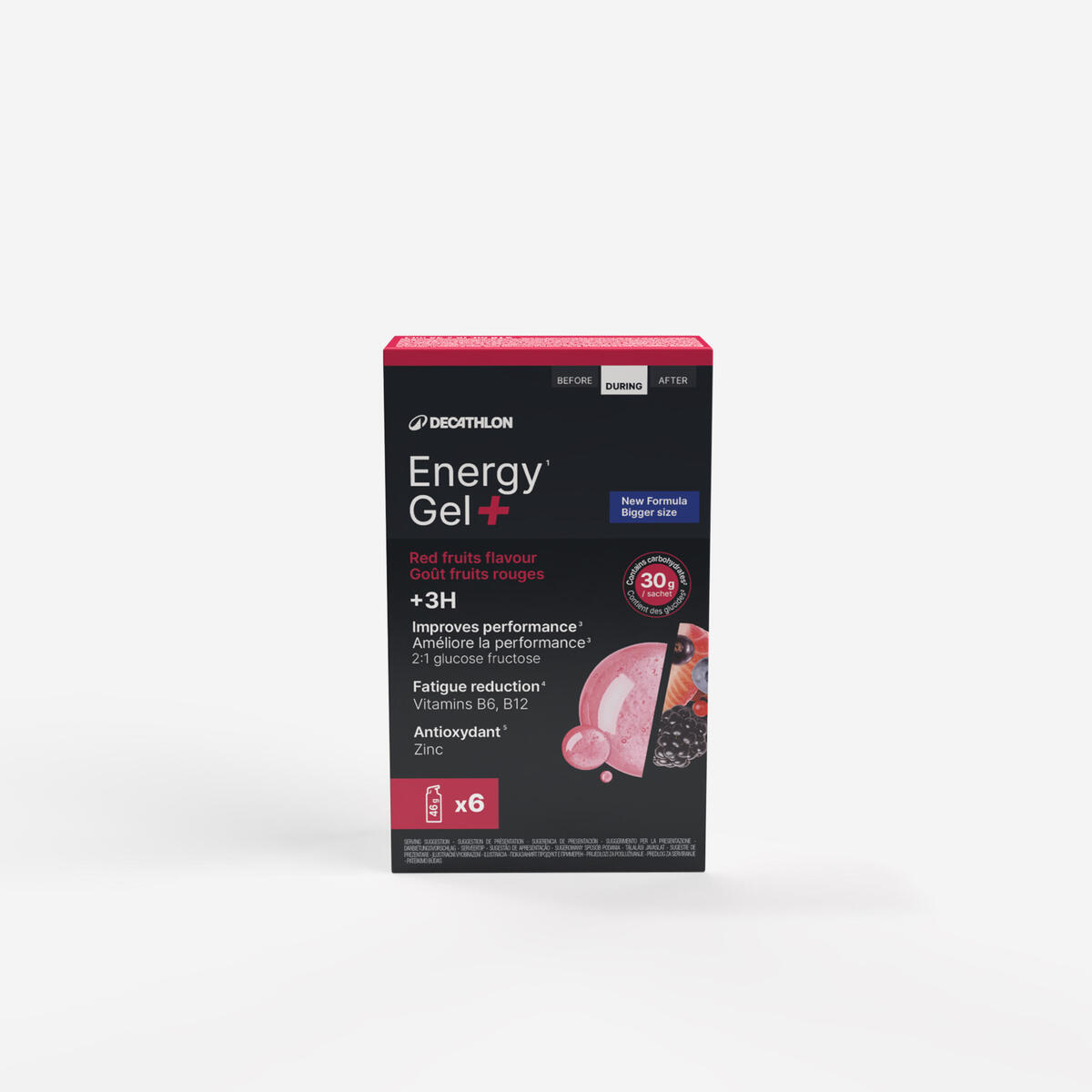 Gel énergétique plus de 3 heures fruits rouges, Energy Gel + x6