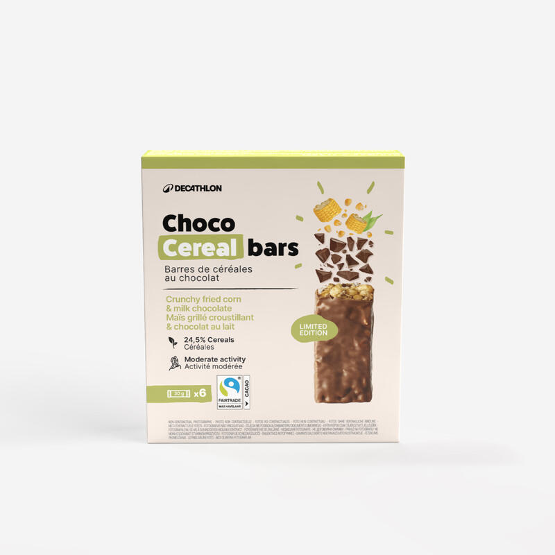 Barra de cereais de milho torrado com cobertura de chocolate de leite x6      3,30€  Preço por quantidade 18,34€kg APTONIA Barra de cereais de milho torrado com cobertura de chocolate de leite x6  (33)A partir de 2 horas    