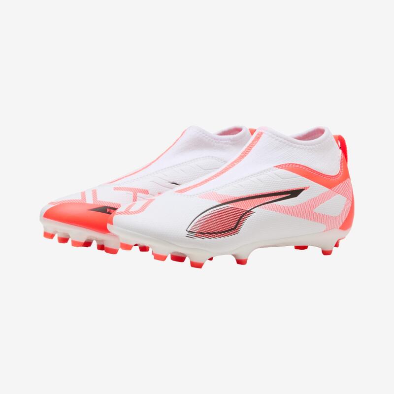 Ghete fotbal ULTRA Match Laceless FG/AG Copii Alb 