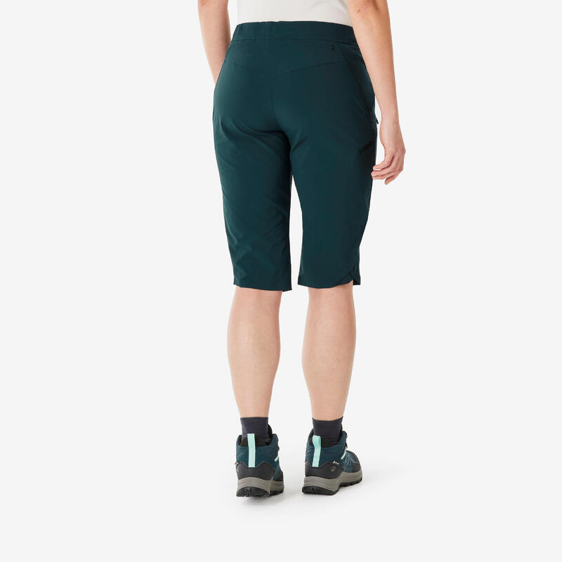 Pantalon 3/4 pentru Drumeție la Munte MH500 Verde Damă