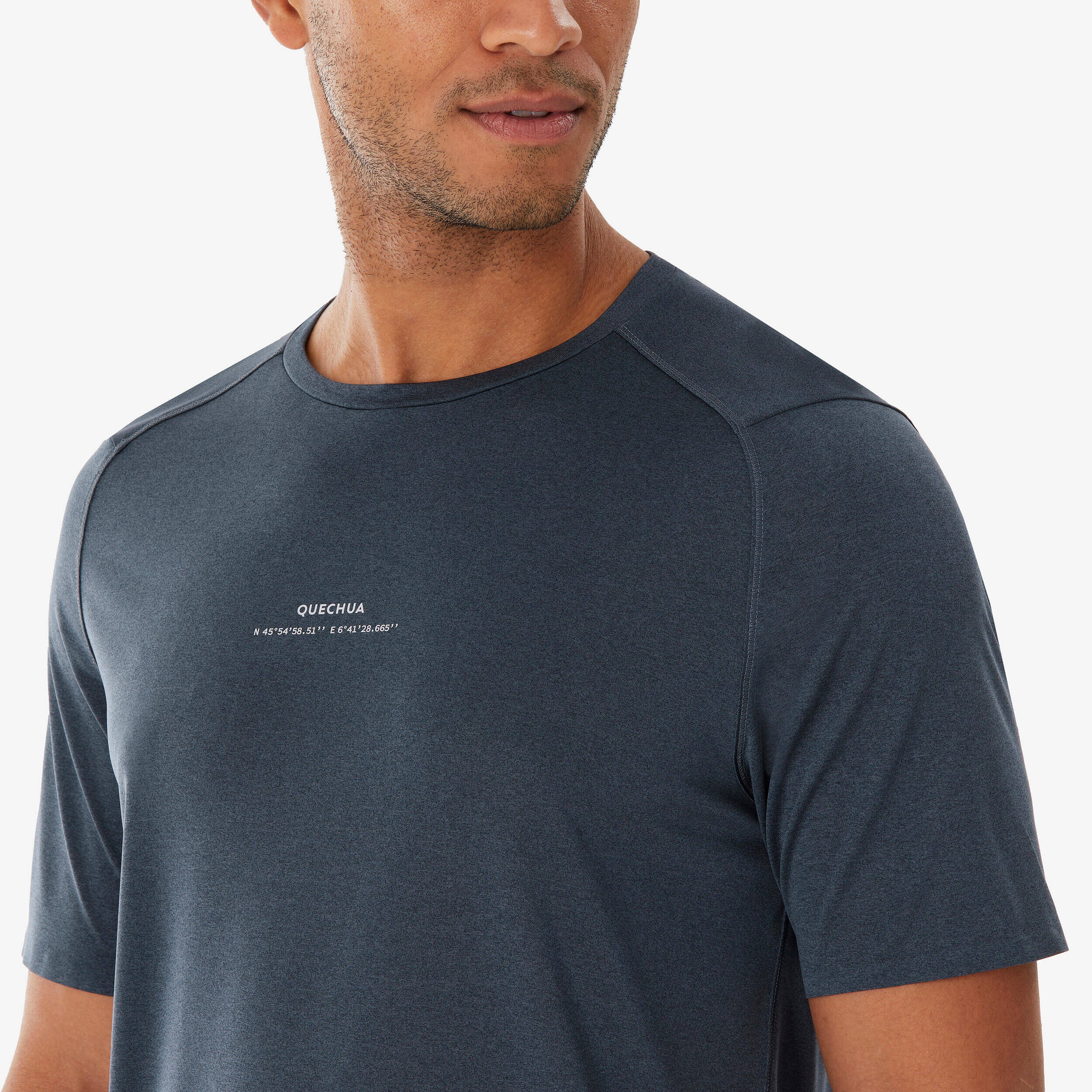 Men’s Short-sleeved Mountain Hiking T-Shirt MH500 - Grey -  4