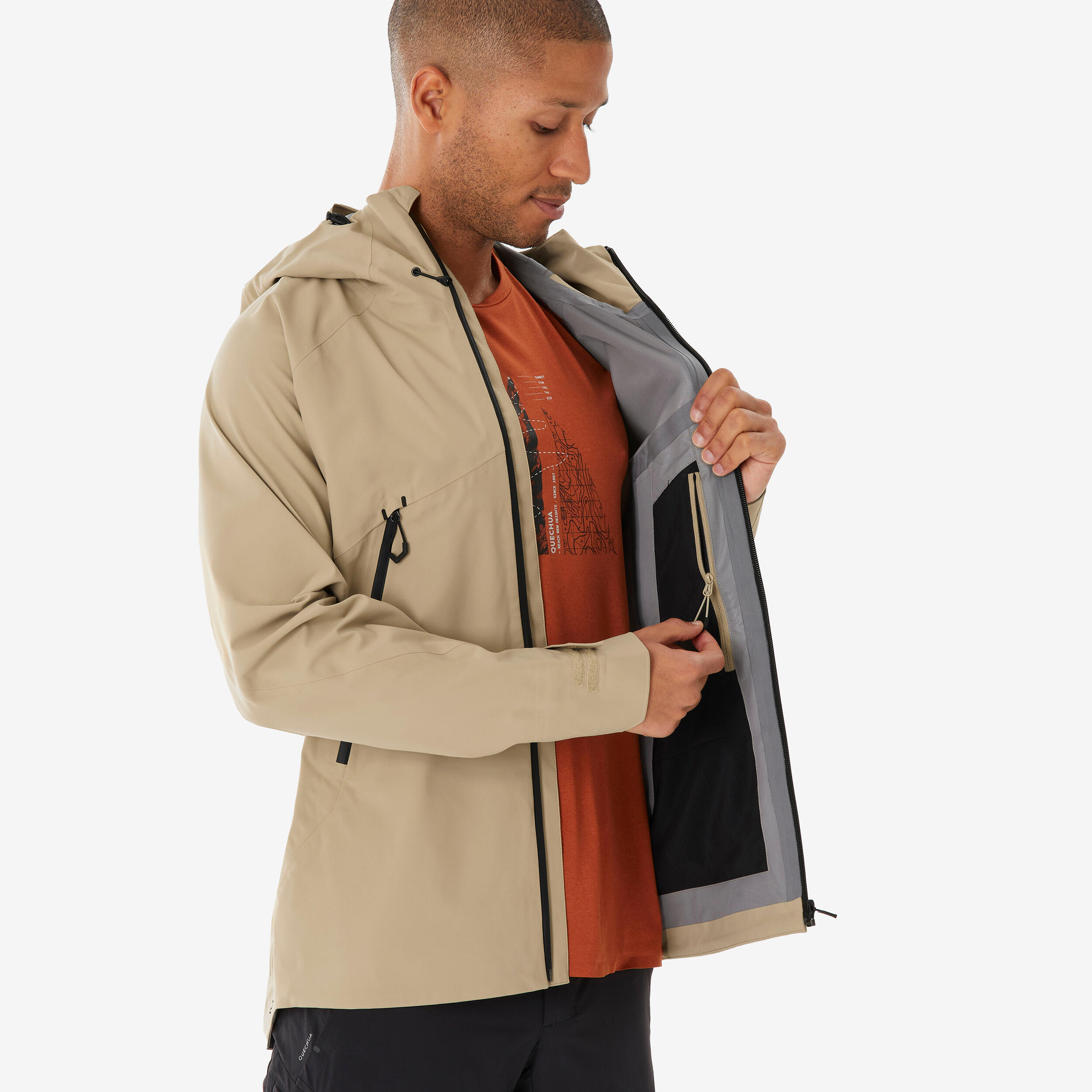 Wasserdichte und atmungsaktive Herren-Wanderjacke, MH500, Beige 8/17