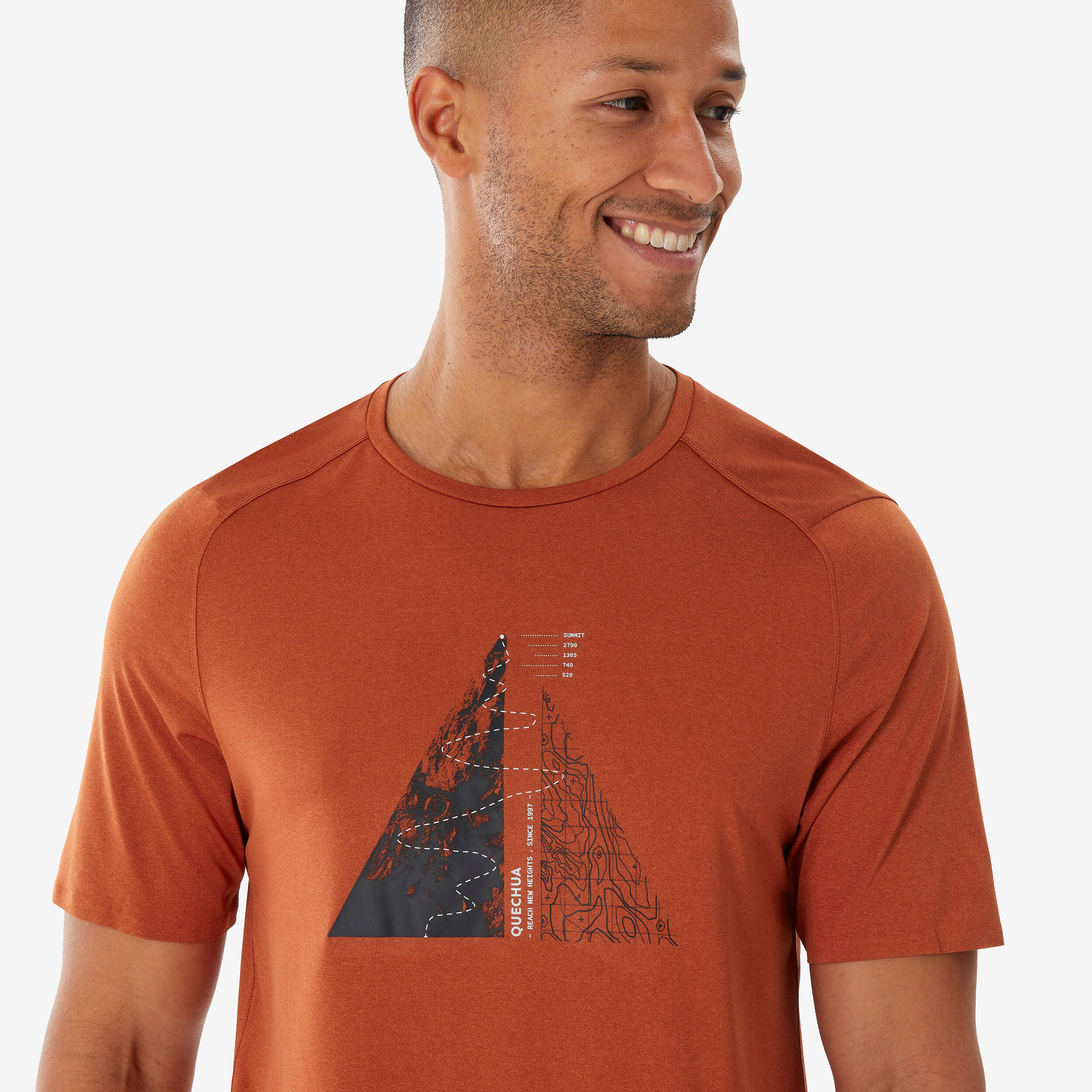 Men’s Short-Sleeved Hiking T-Shirt MH500 - Brown