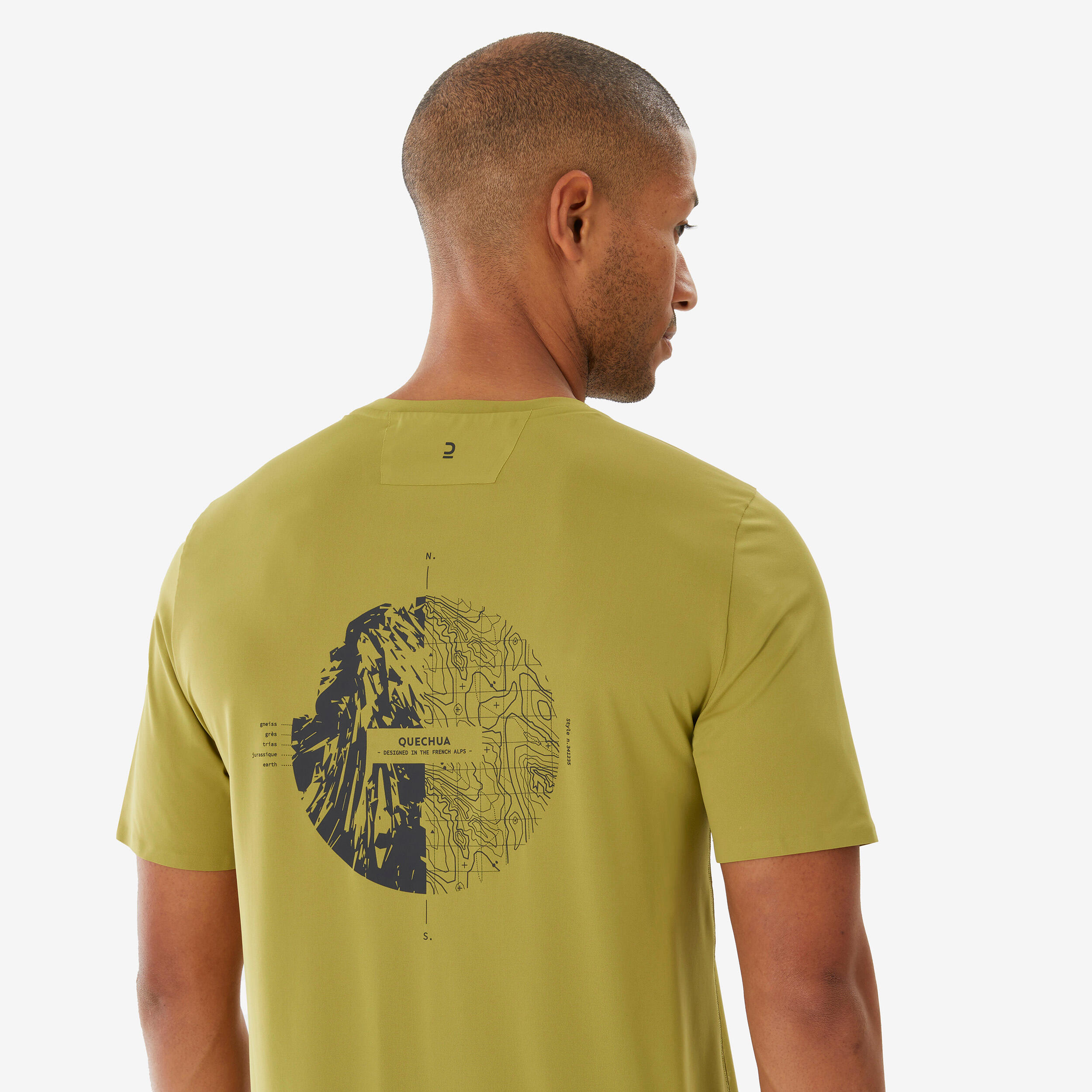 Men’s Short-Sleeved Hiking T-Shirt - MH500 - Khaki