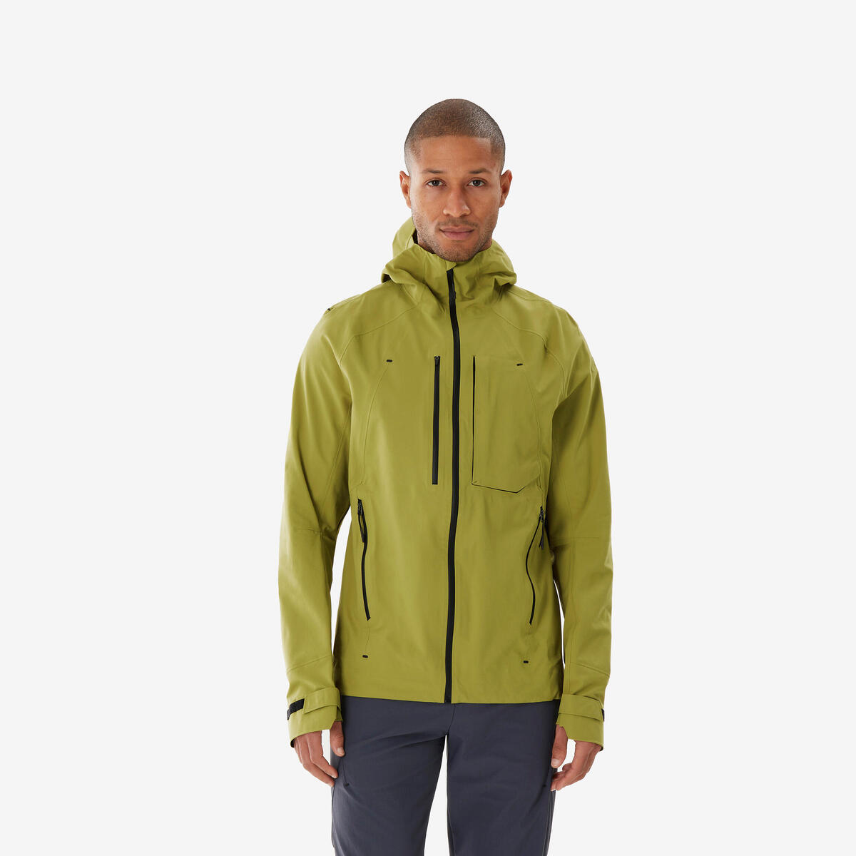 Veste de randonnée imperméable et légère homme, MH900 kaki