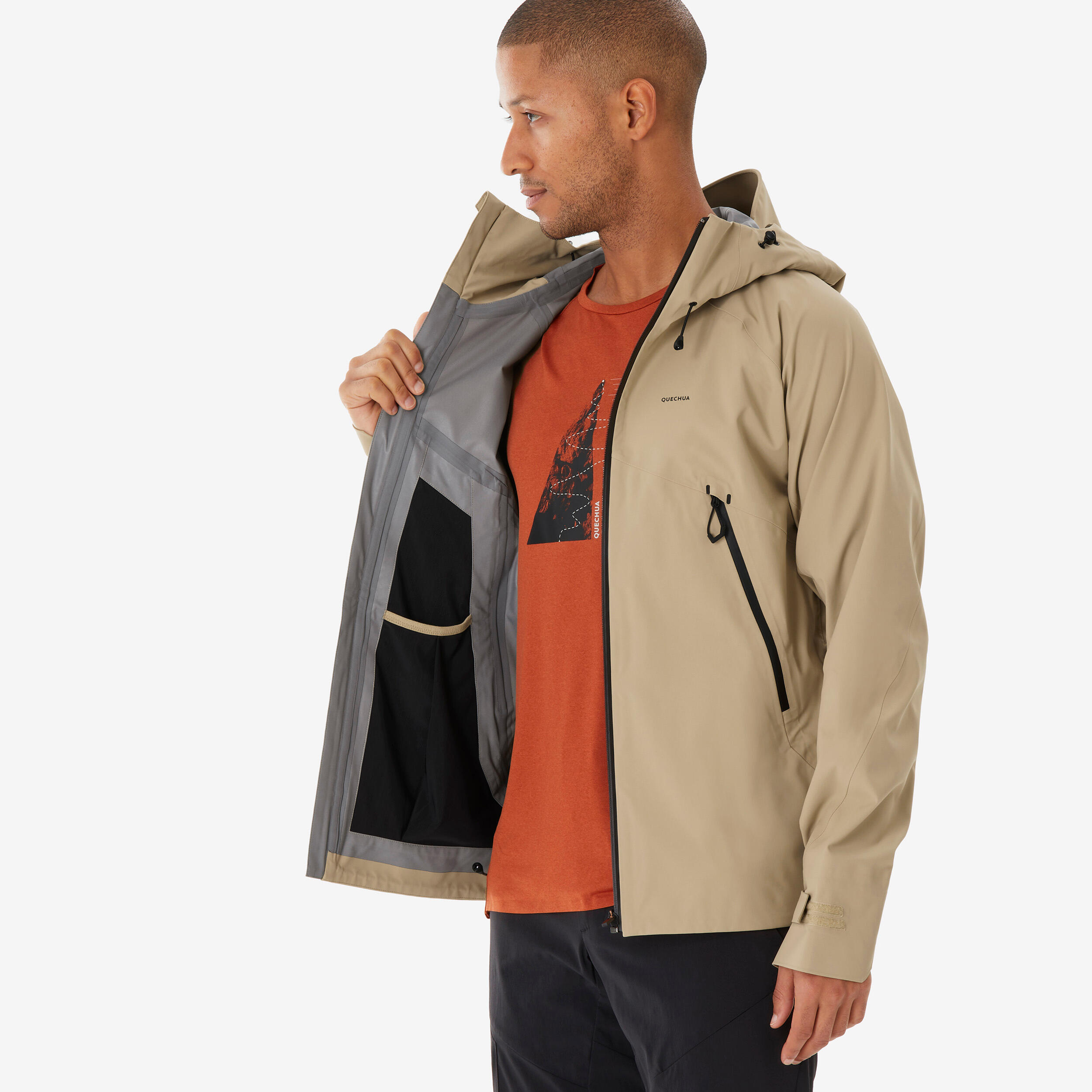 Wasserdichte und atmungsaktive Herren-Wanderjacke, MH500, Beige 9/17