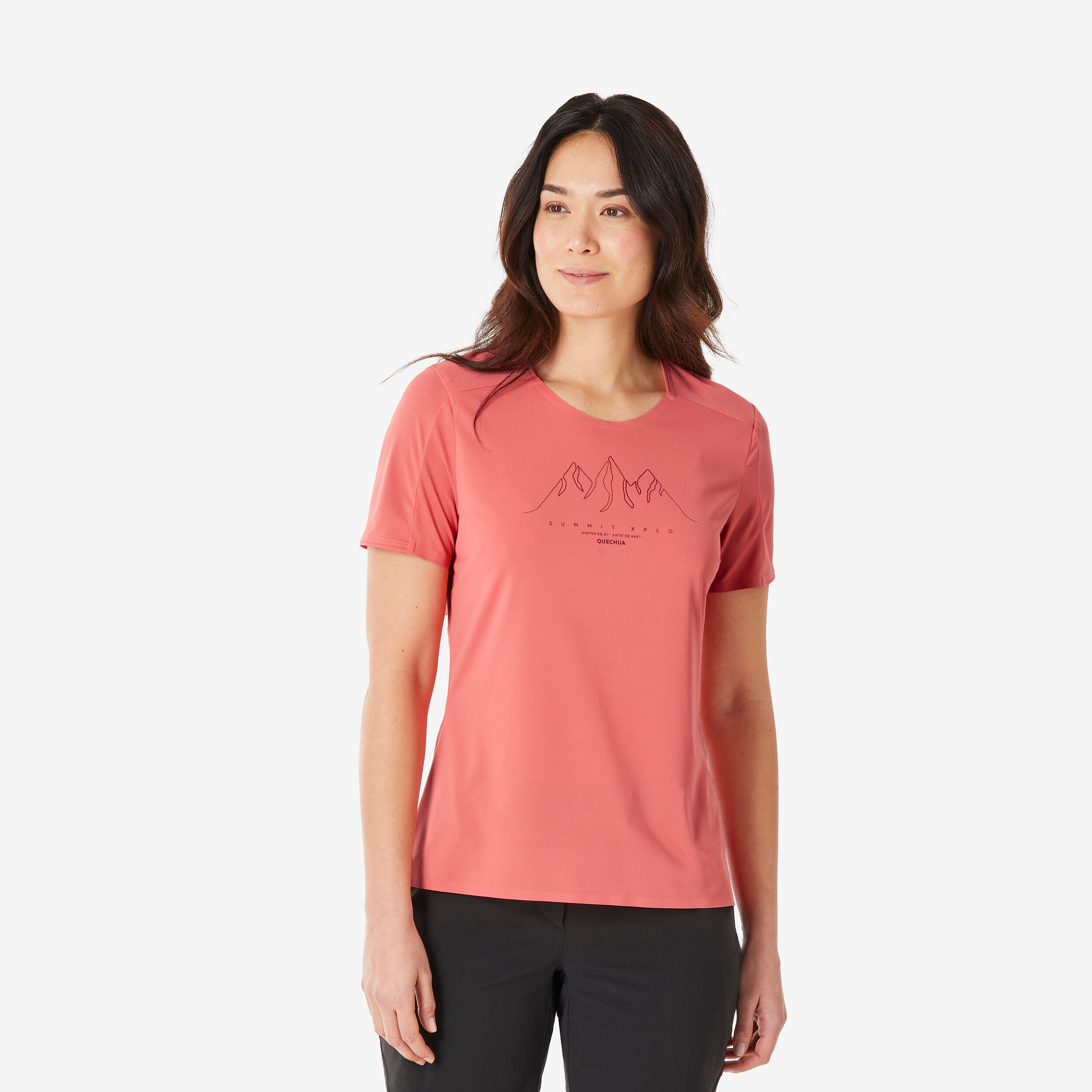 quechua Women’s Short-Sleeved Hiking T-Shirt - MH500 - Red-picture-2