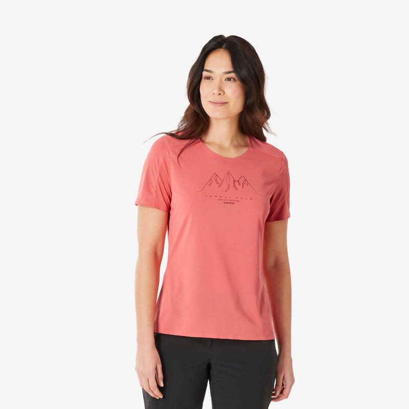 T-shirt de randonnée manches courtes femme, MH500 rouge