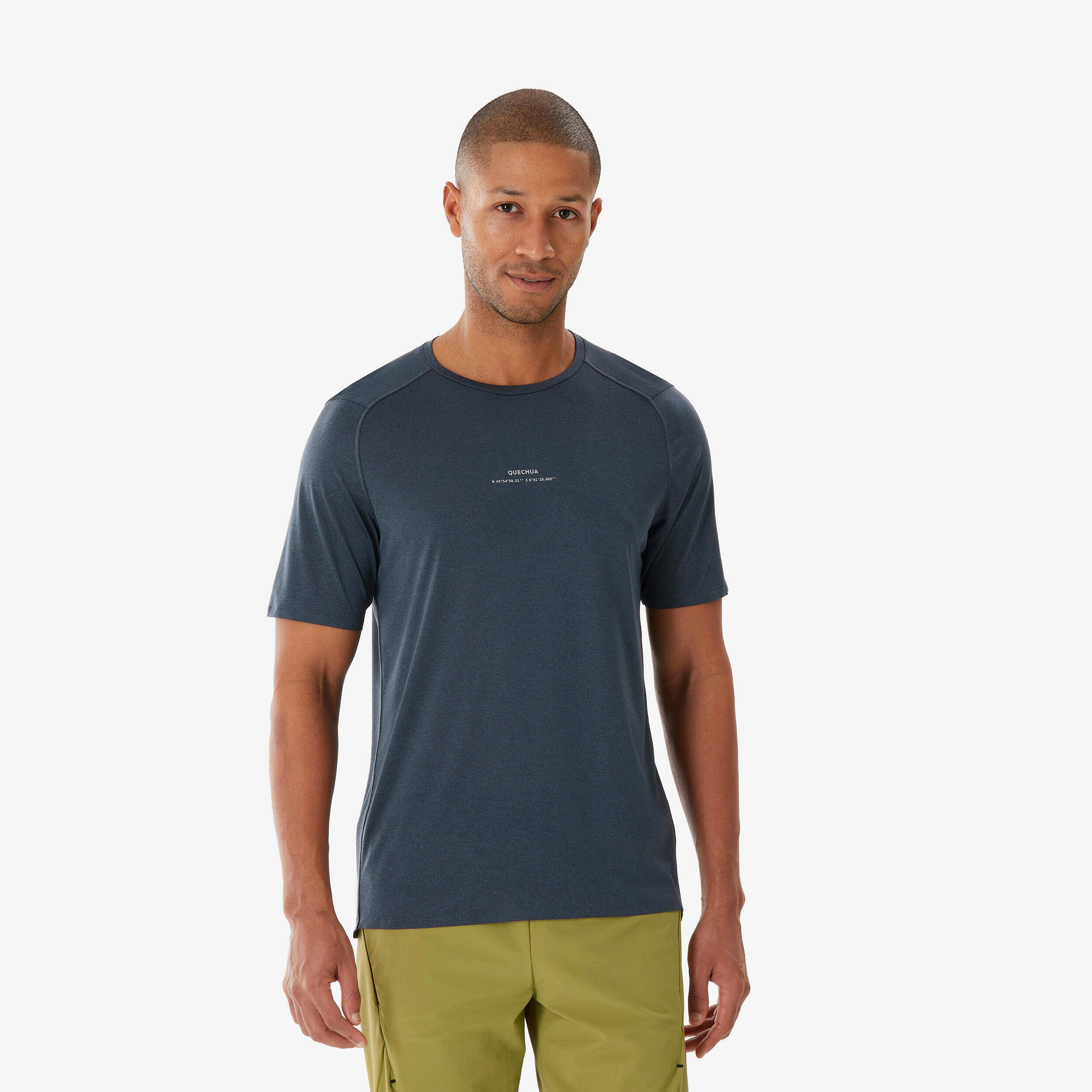Men’s Short-sleeved Mountain Hiking T-Shirt MH500 - Grey
