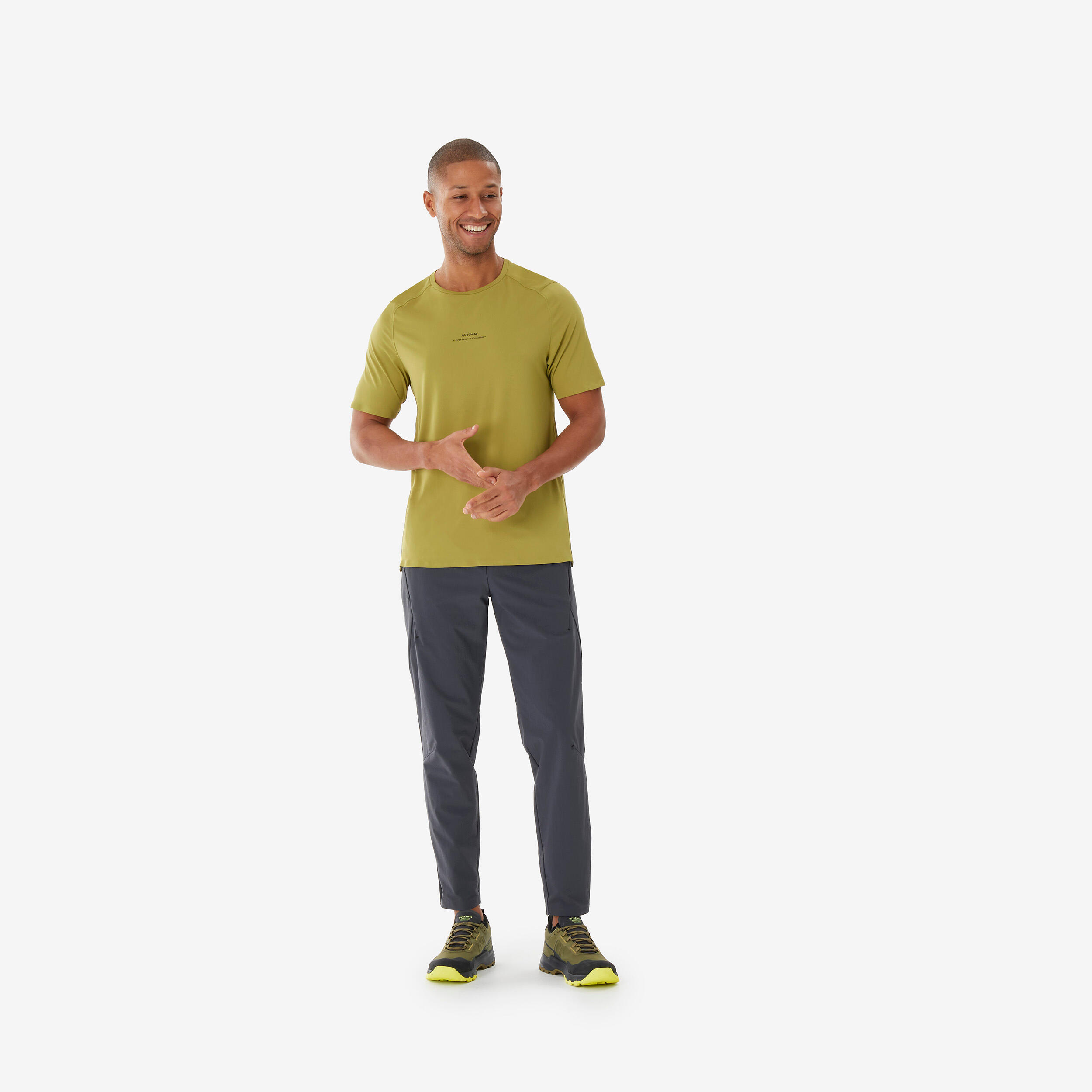 Men’s Short-Sleeved Hiking T-Shirt - MH500 - Khaki