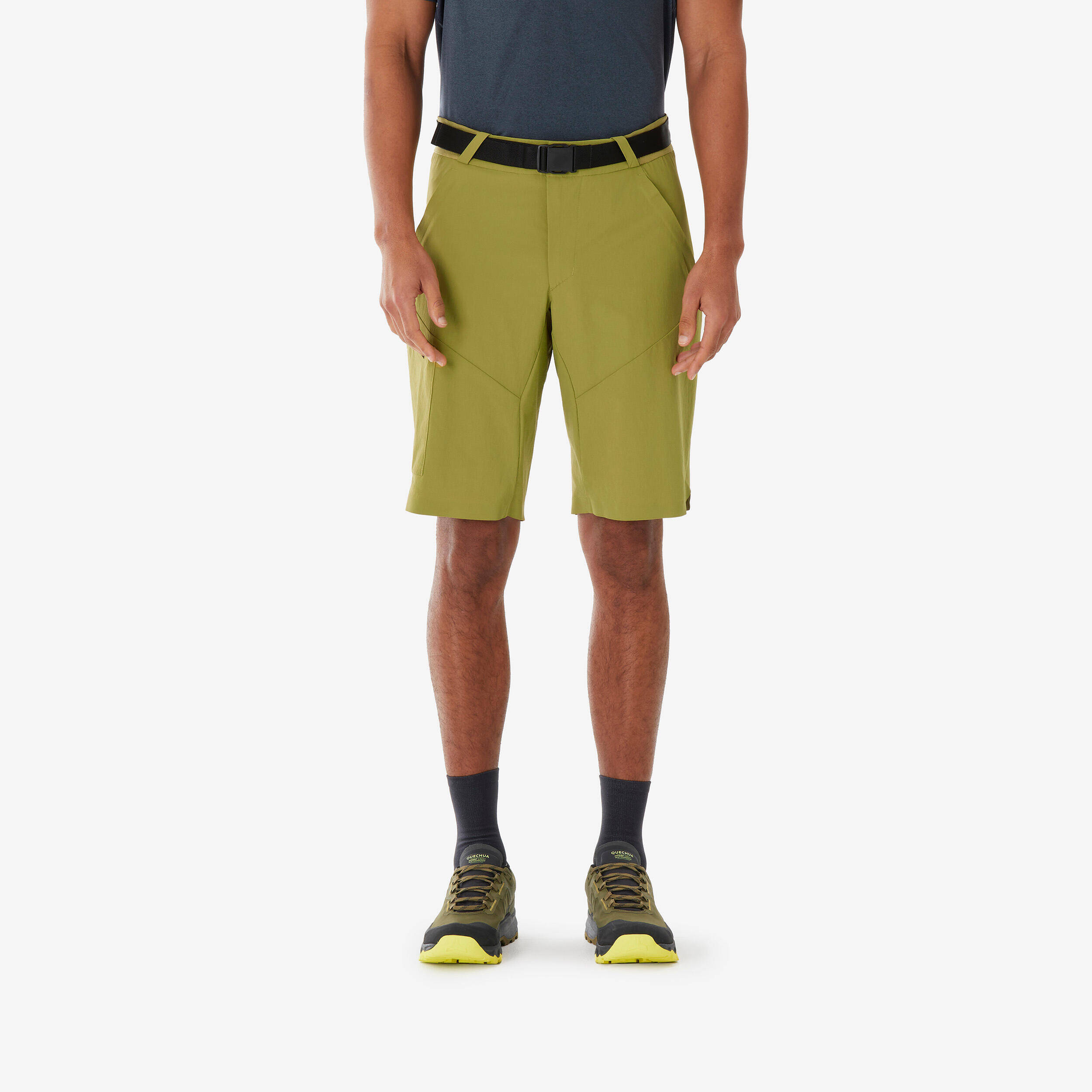 Men’s Long Hiking Shorts, MH500 - Khaki -  1
