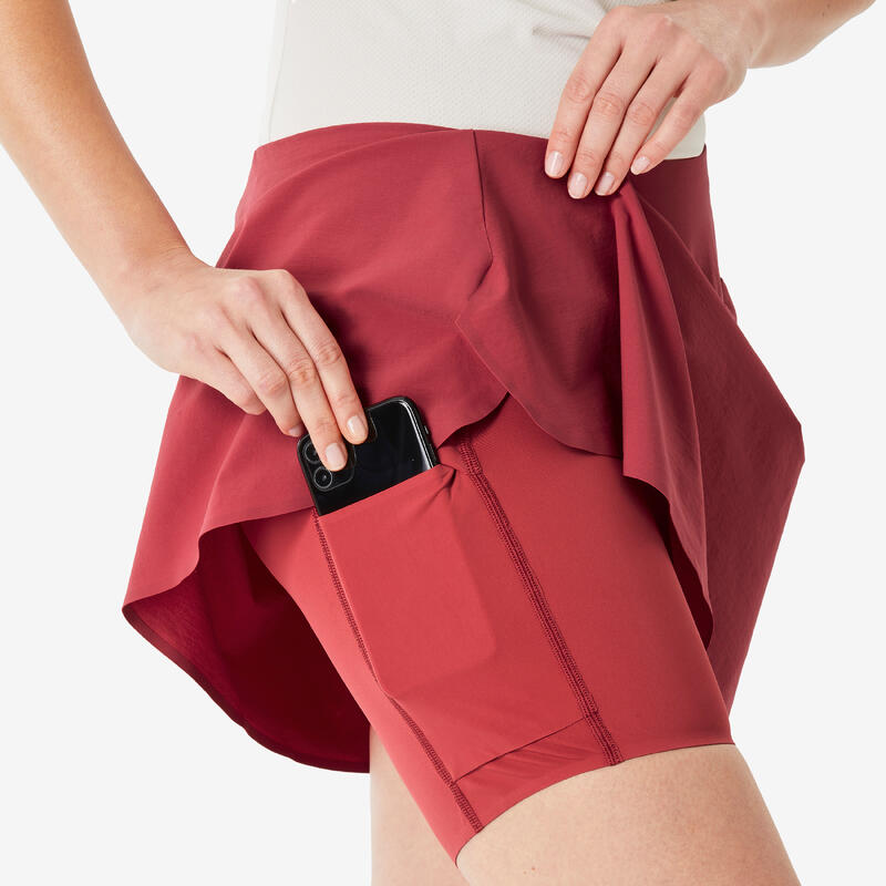 Jupe short de randonnée femme, MH500 rouge