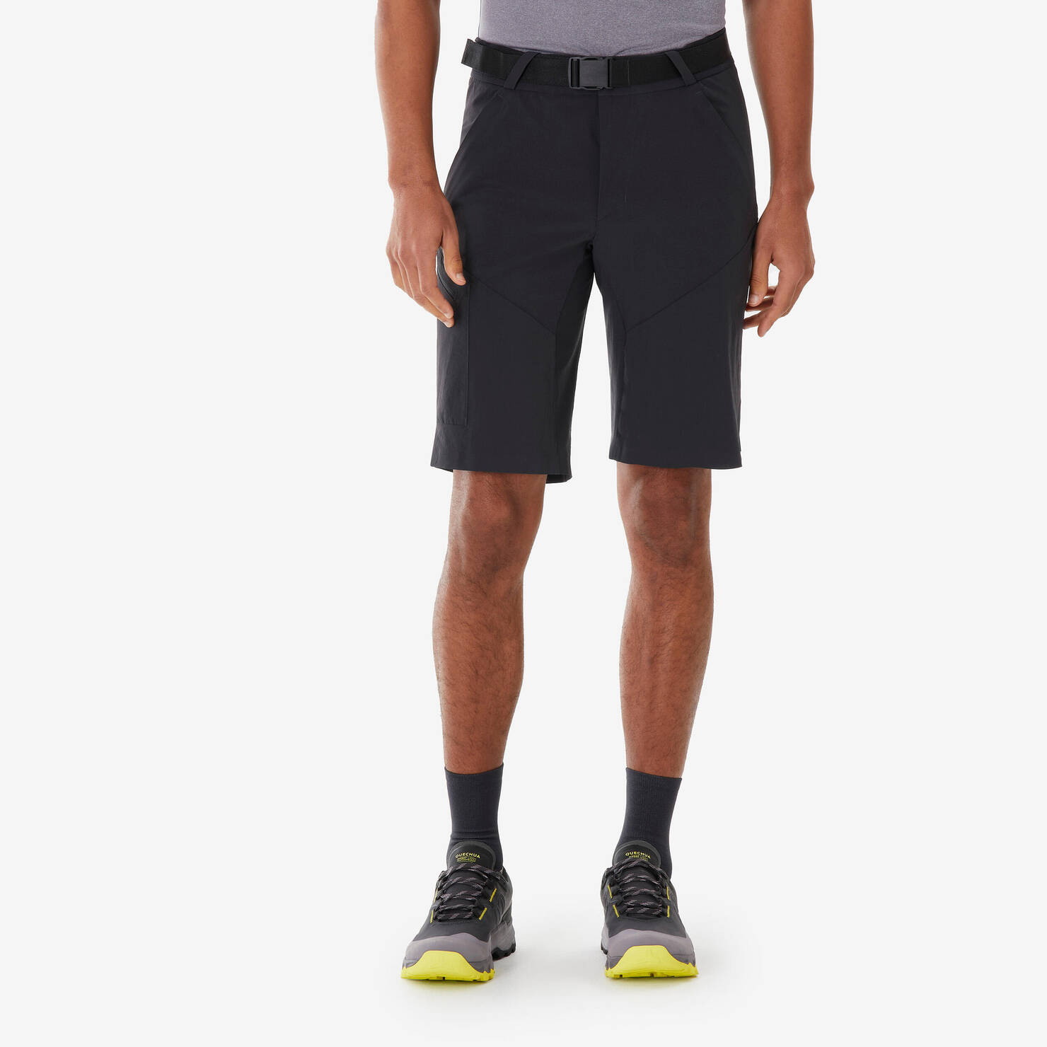 Men’s Long Hiking Shorts, MH500 - Black
