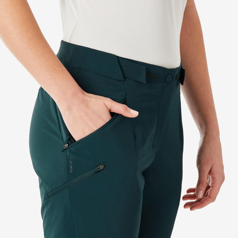 Pantalon 3/4 pentru Drumeție la Munte MH500 Verde Damă