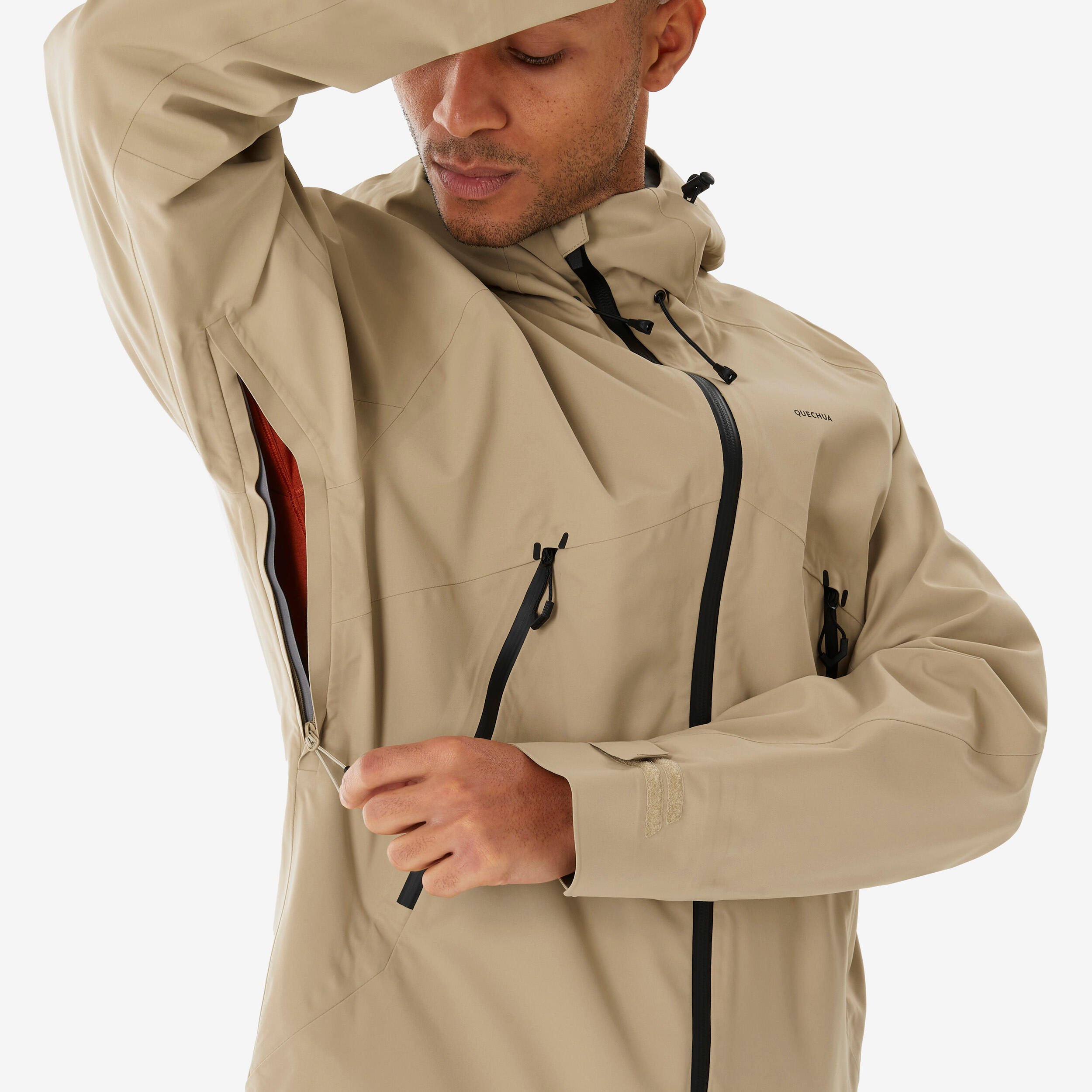 Wasserdichte und atmungsaktive Herren-Wanderjacke, MH500, Beige 4/17