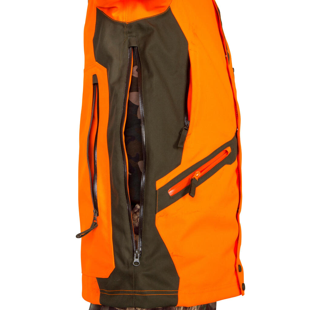 Poľovnícka odolná a nepremokavá bunda Supertrack 900 reflexná oranžová