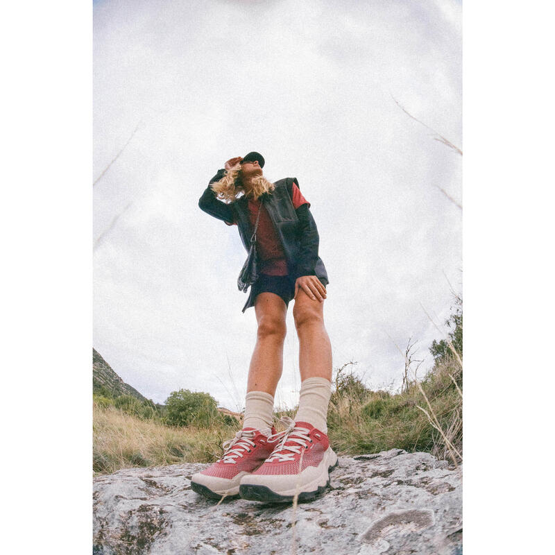 Chaussures de randonnée montagne - MH500 LIGHT rouge - femme