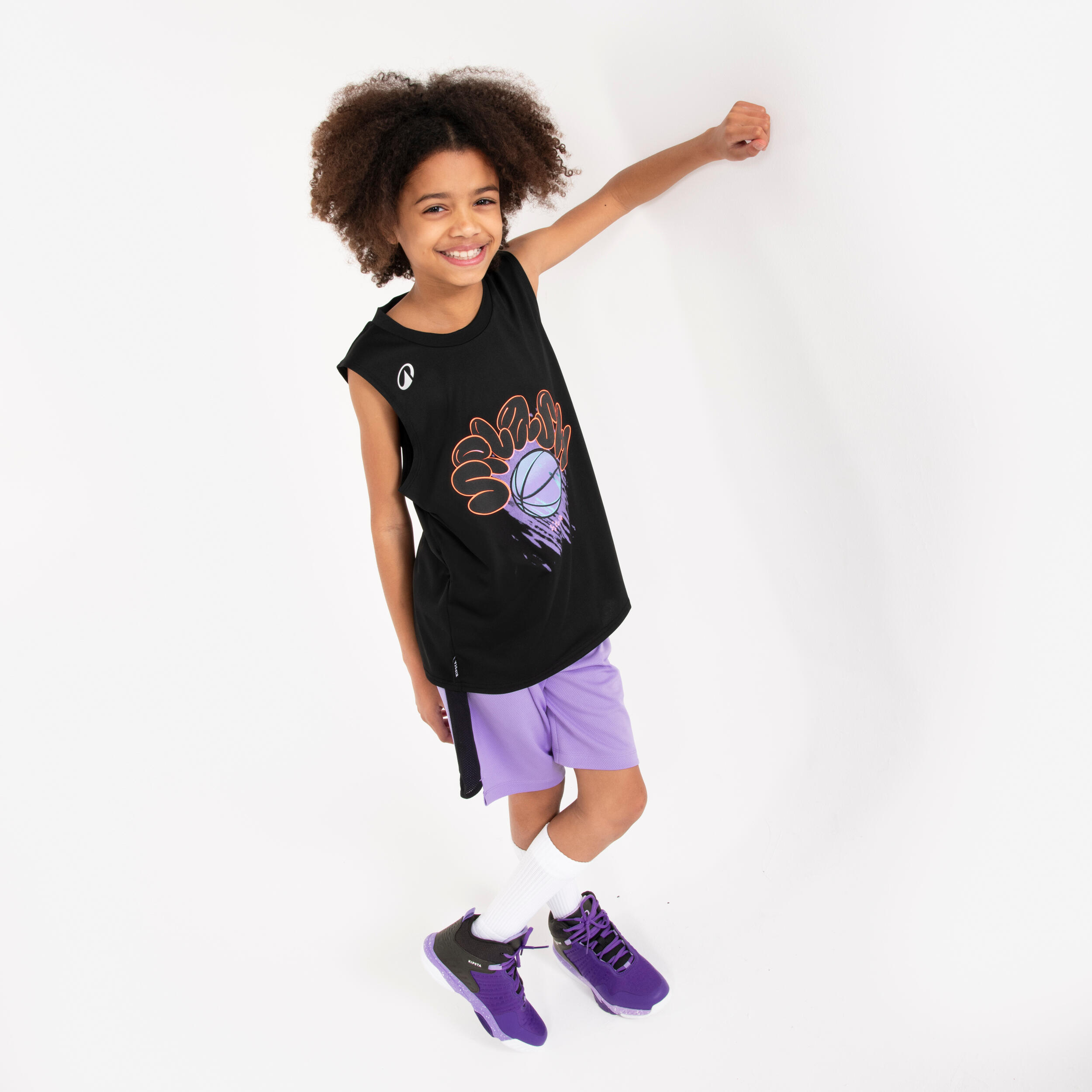 Kids Basketball Sleeveless TShirt TS500 Fast - Black