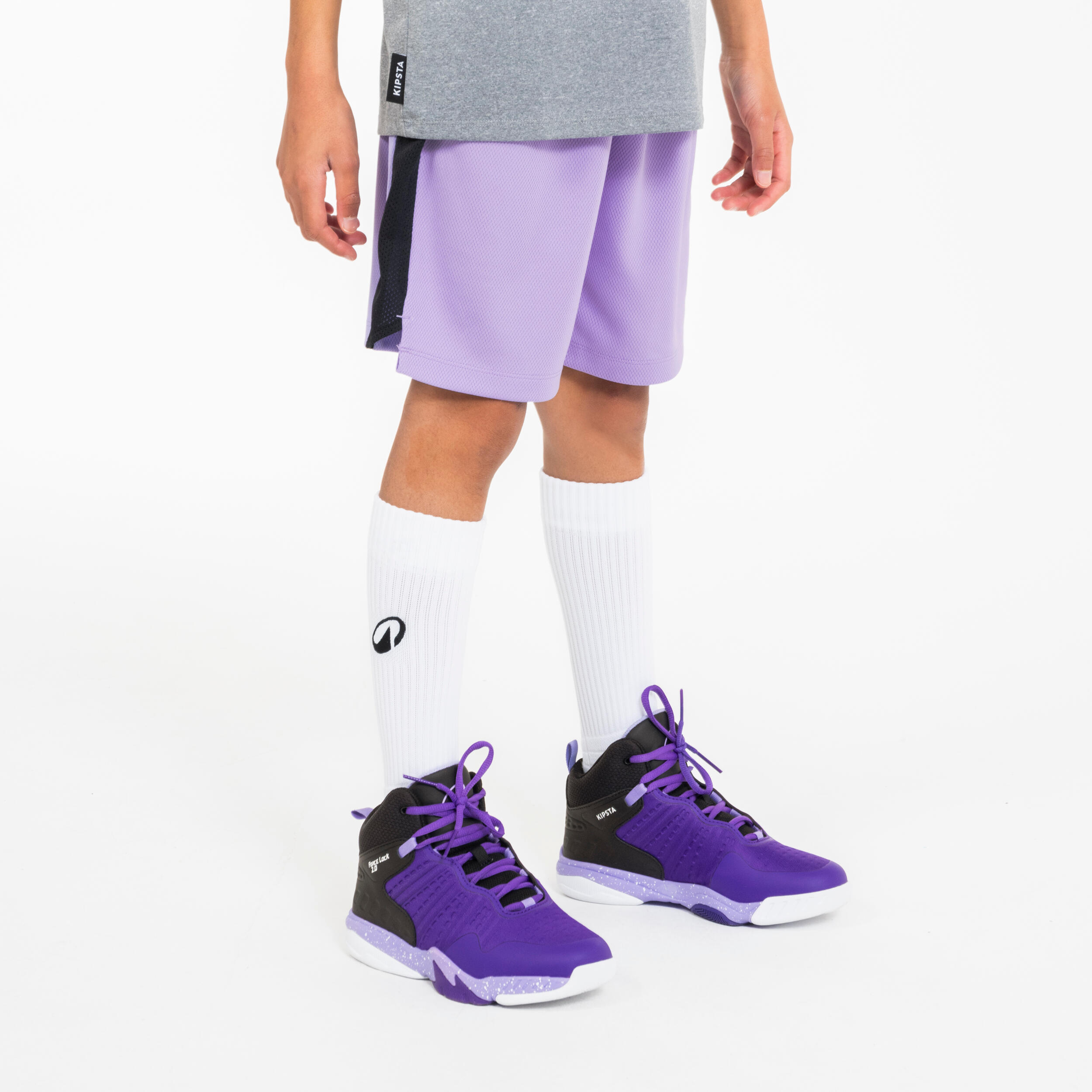 Basketbalshort voor kinderen SH 500 paars 2/6