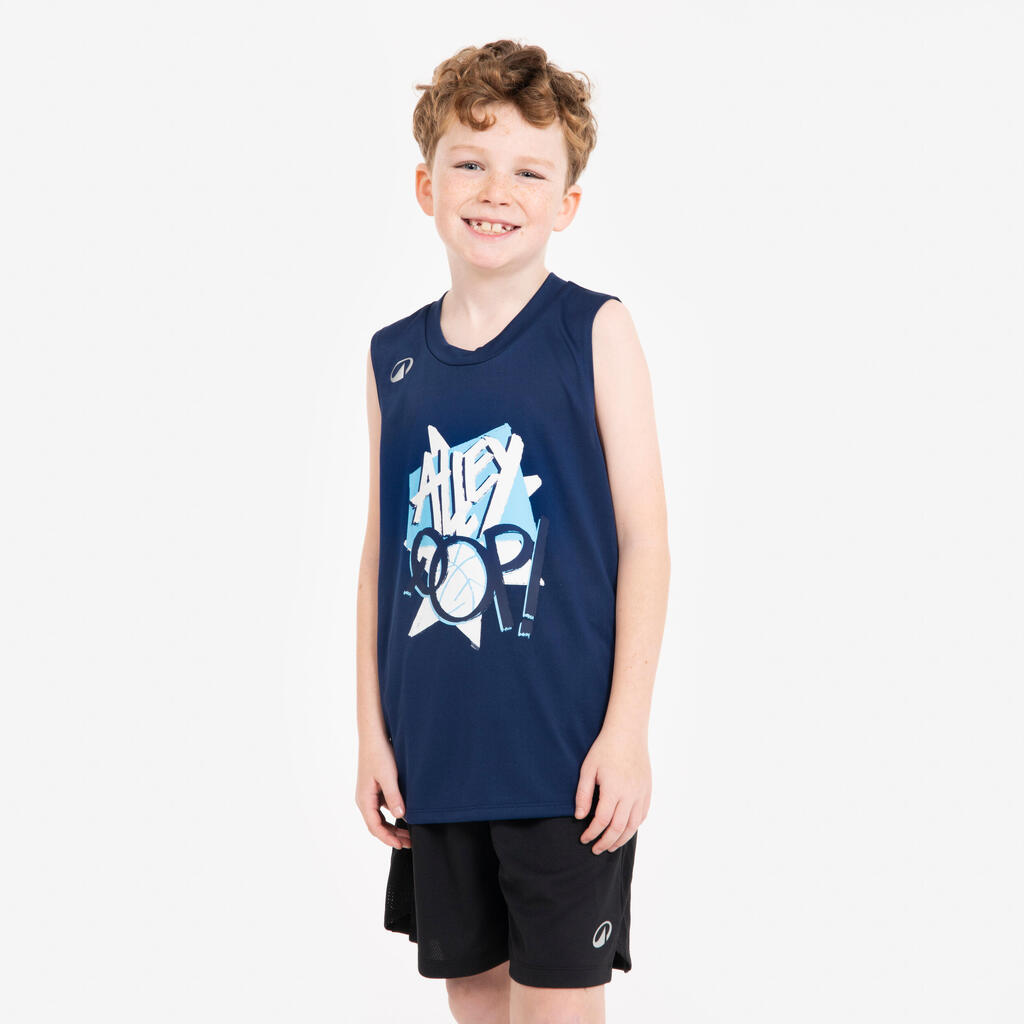 Maillot basketball sans manche enfant - ts500 fast bleu
