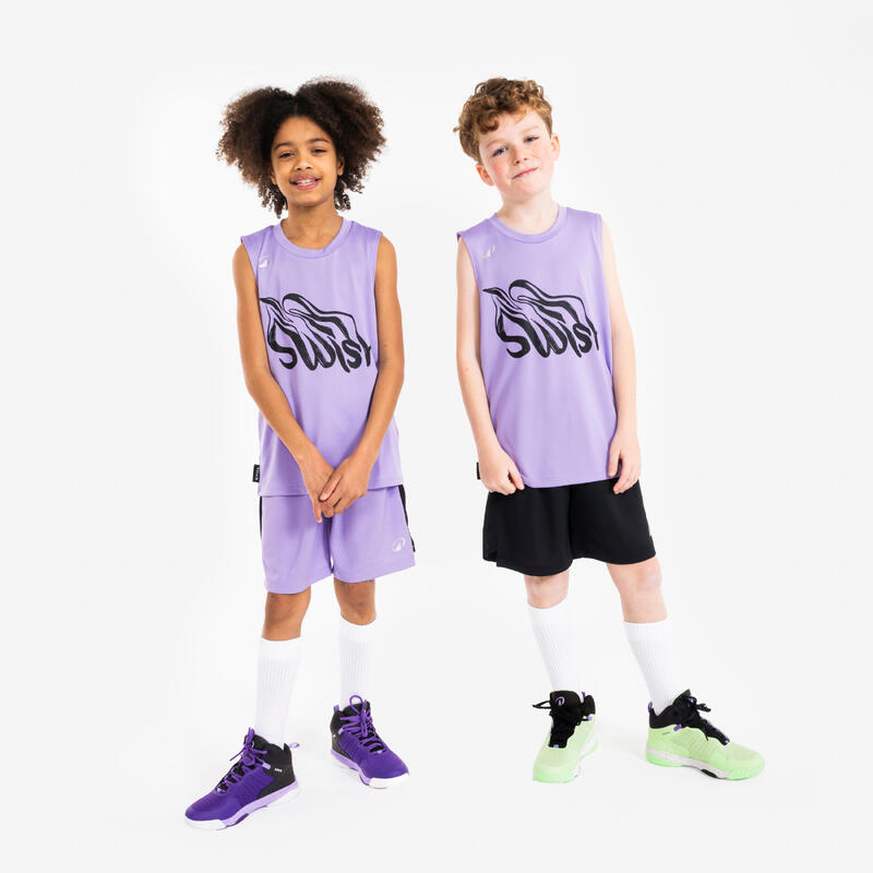 Tricou de baschet fără mâneci ts500 fast Mov Copii