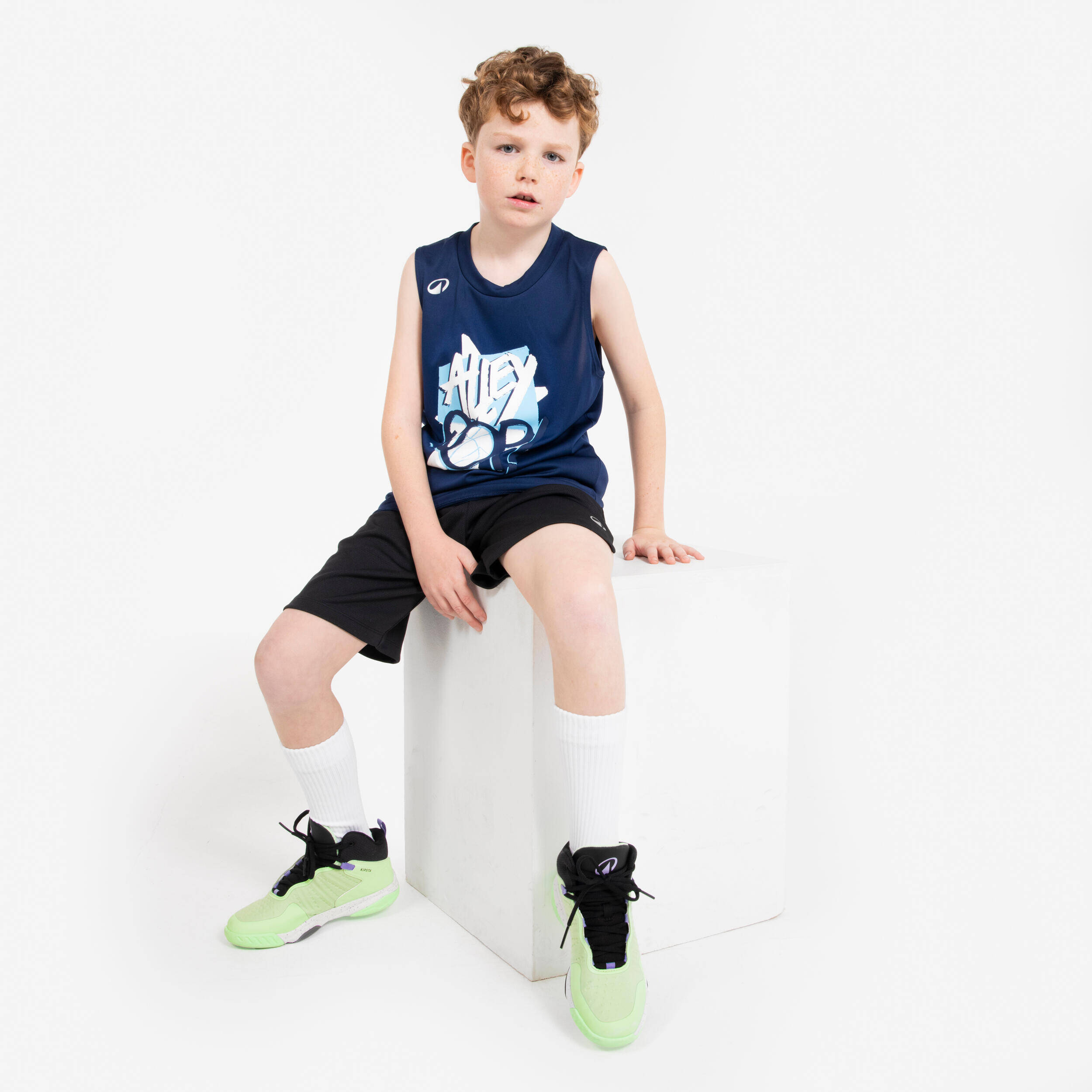 Kids' Sleeveless Basketball Jersey TS500 Fast - Blue -  3