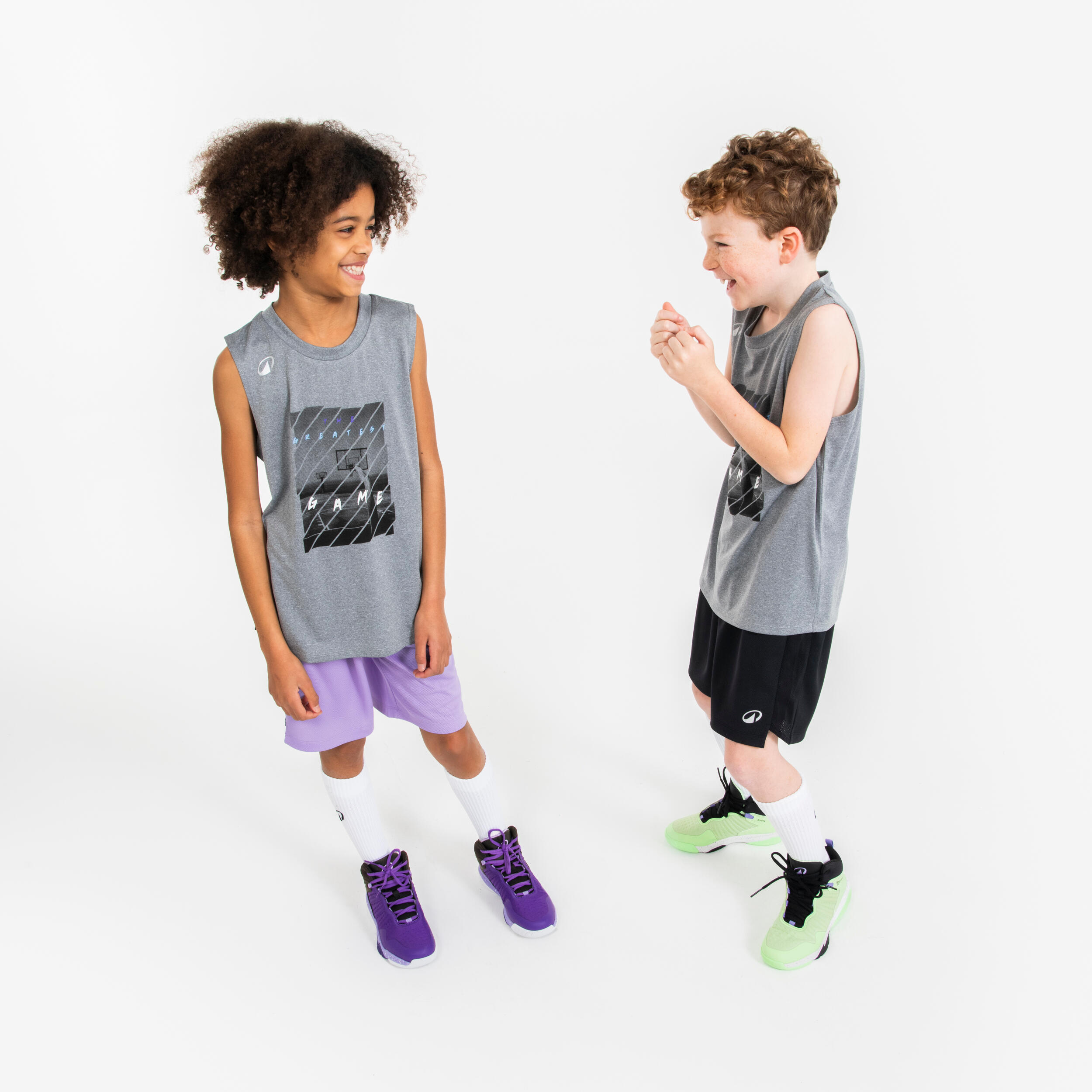 Kids Basketball Sleeveless TShirt TS500 Fast - Grey