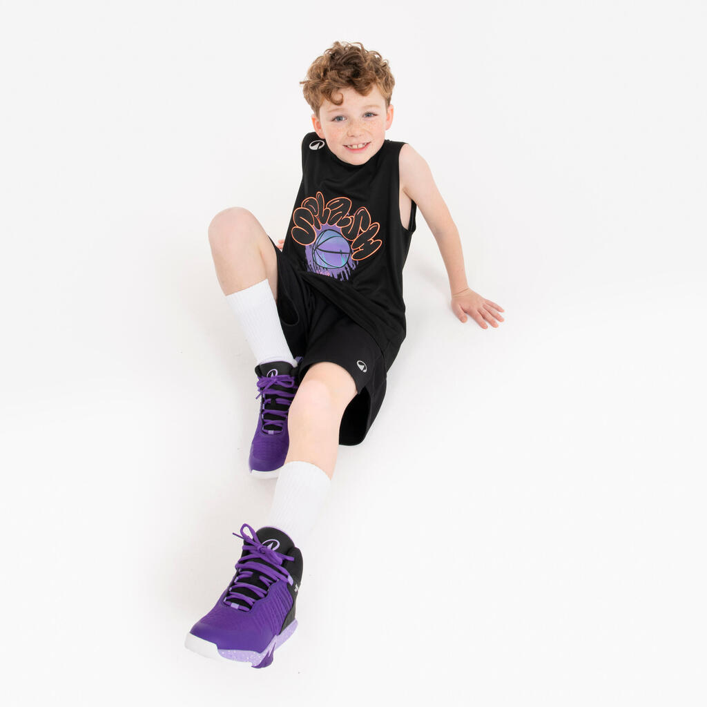 Maillot basketball sans manche enfant - ts500 fast noir