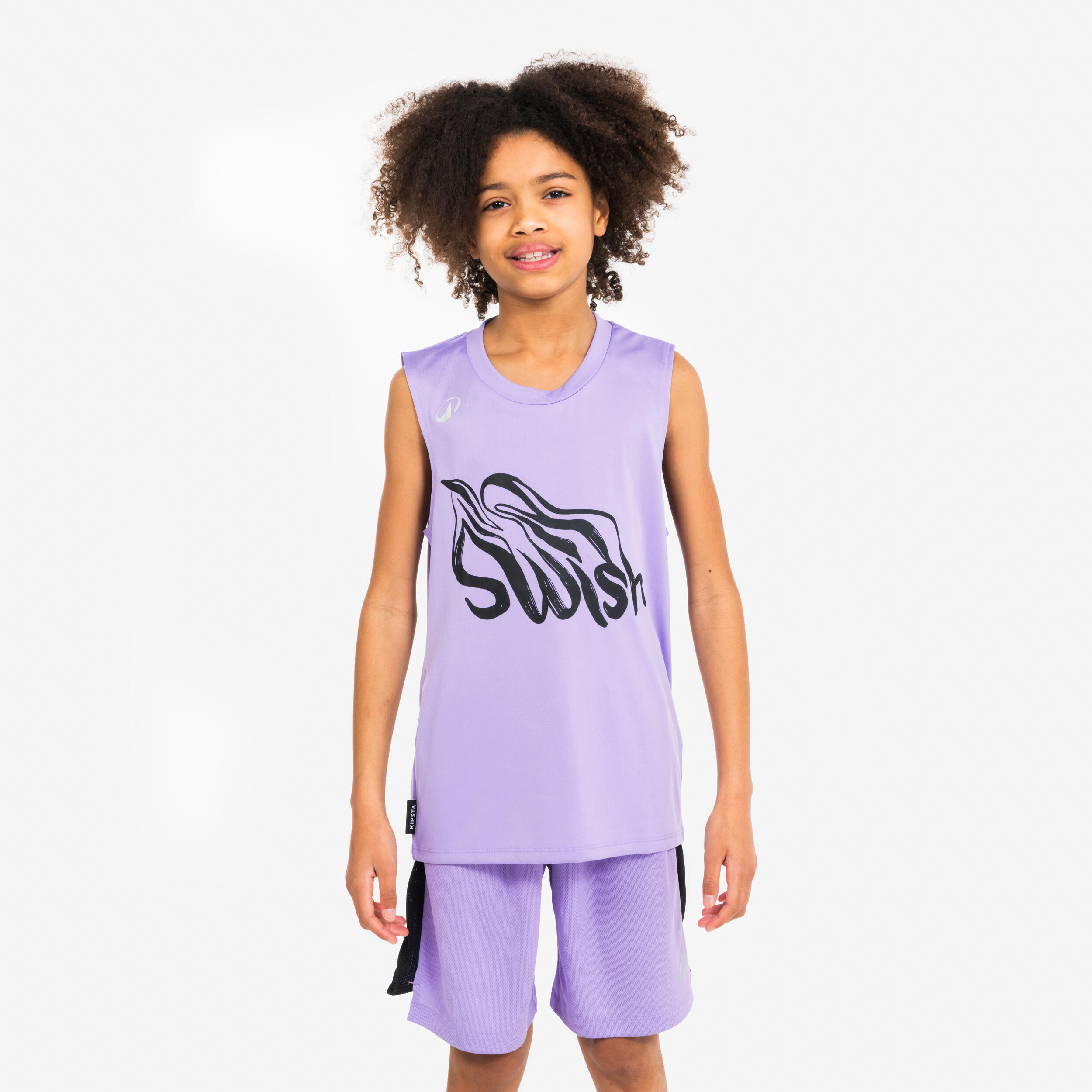 Basketbalshort voor kinderen SH 500 paars 6/6