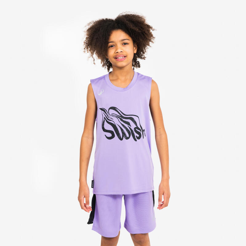 Short de basketball enfant- sh500 violet