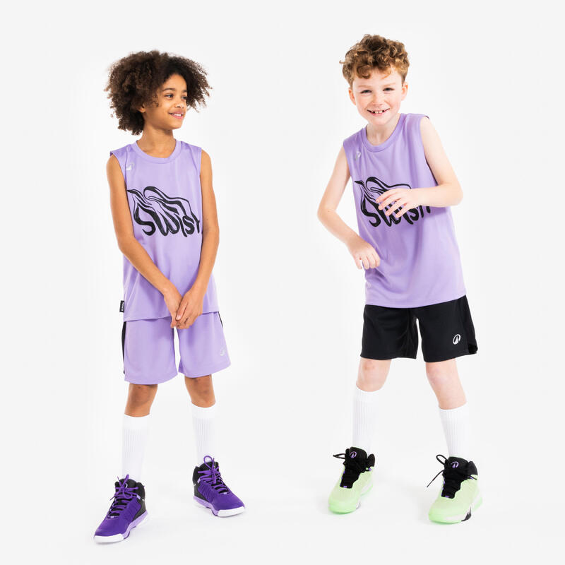Tricou de baschet fără mâneci ts500 fast Mov Copii