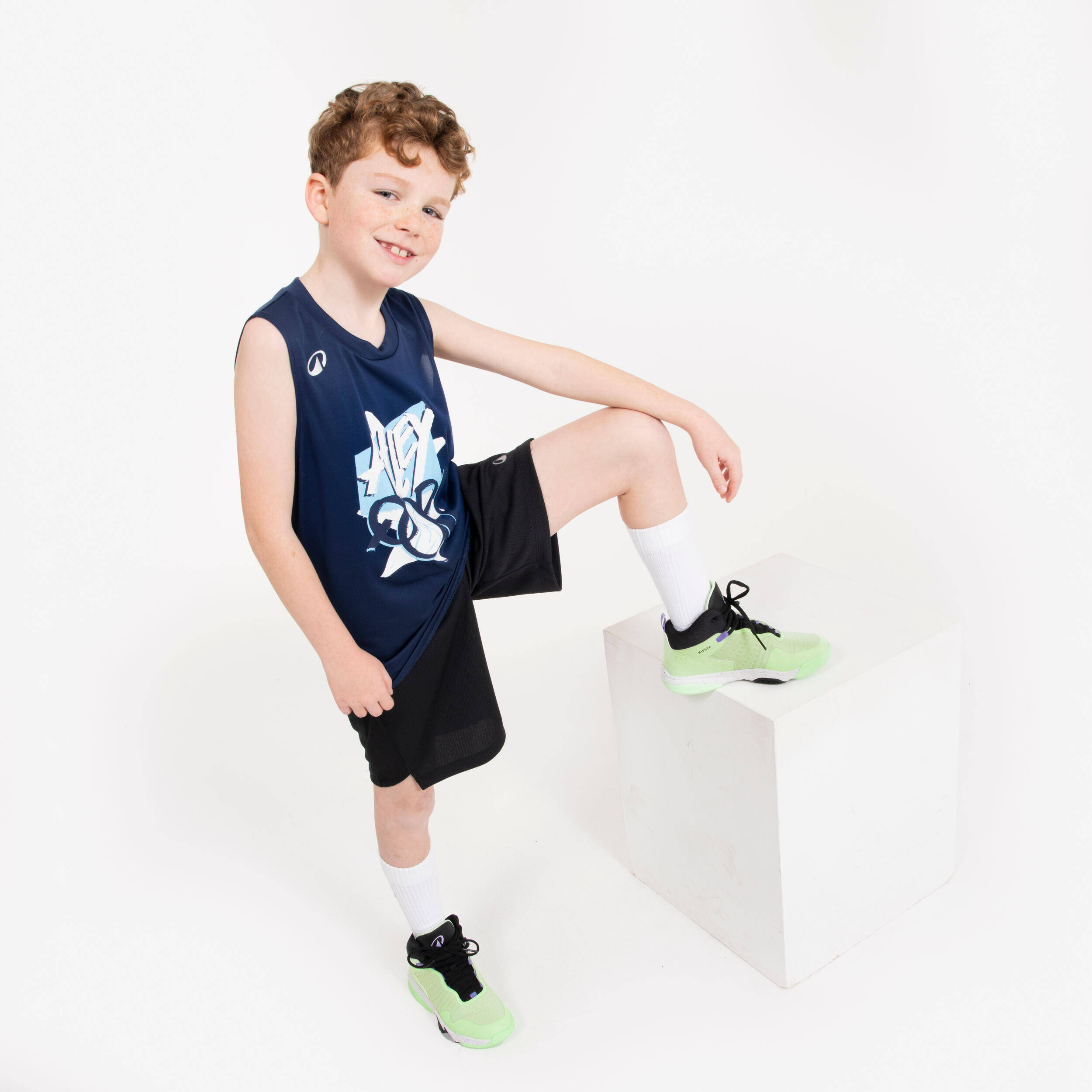 Kids' Sleeveless Basketball Jersey TS500 Fast - Blue -  4