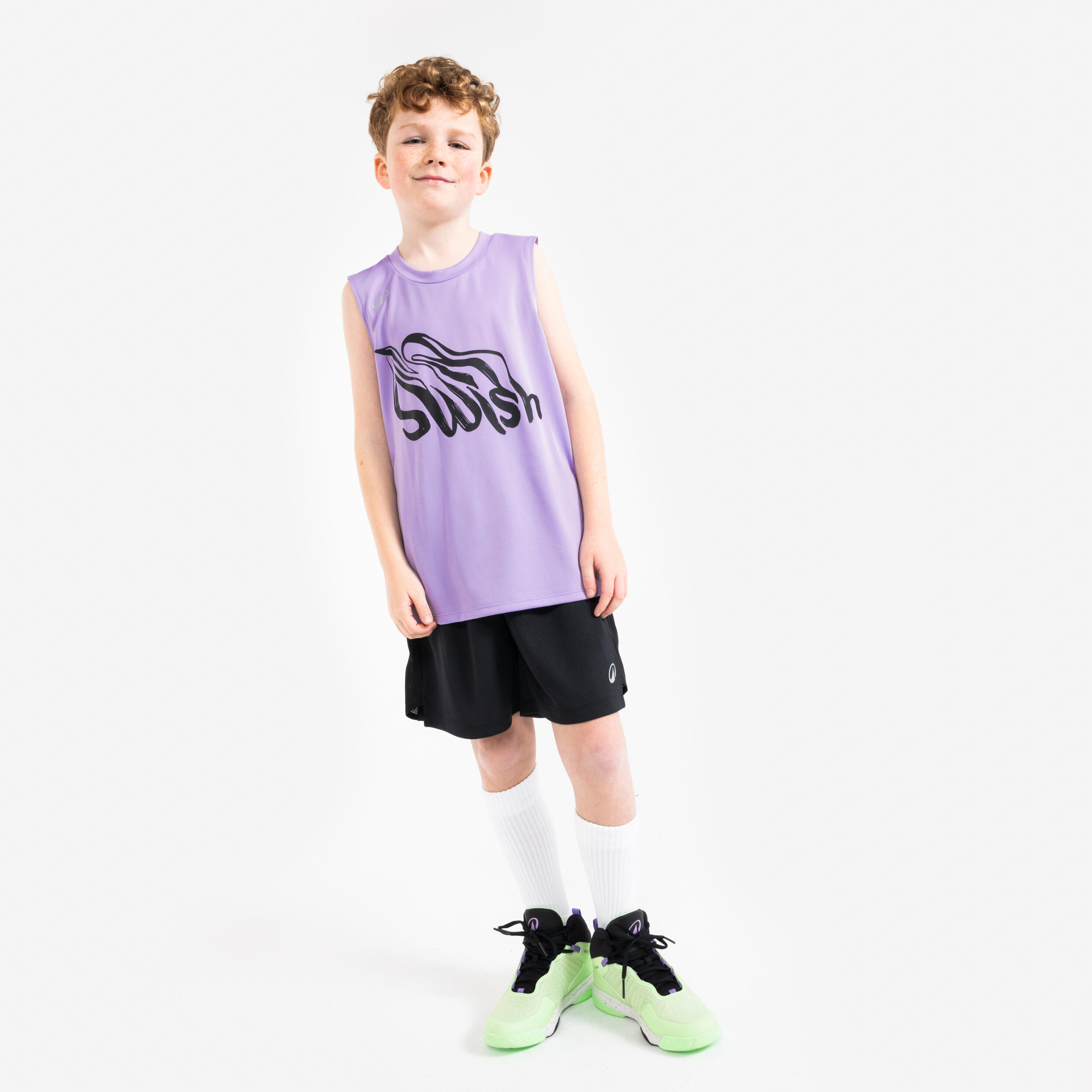 Kids Basketball Sleeveless TShirt TS500 Fast - Purple