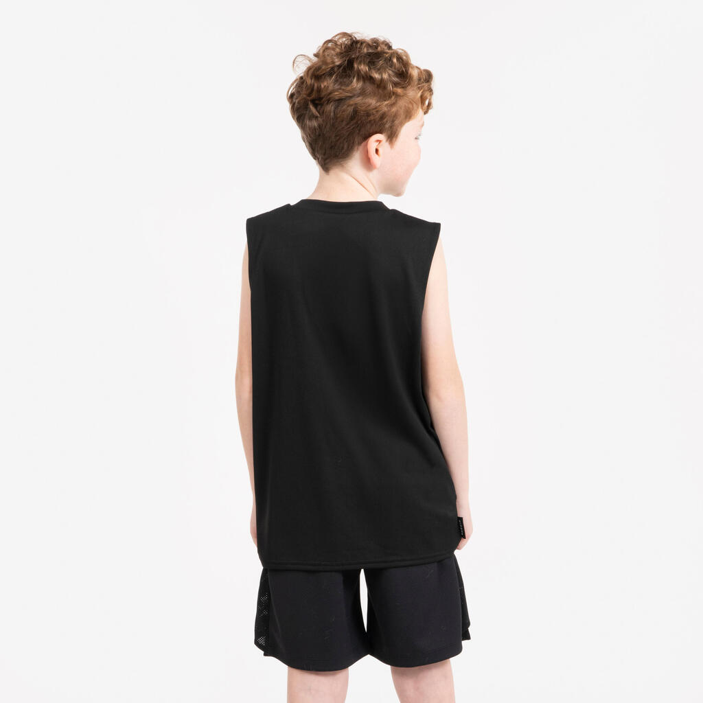 Kids' Sleeveless Basketball Jersey TS500 Fast - Black