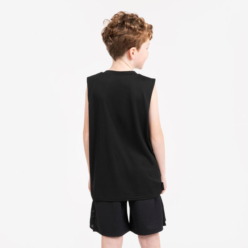 Tricou de baschet fără mâneci - ts500 fast Negru Copii