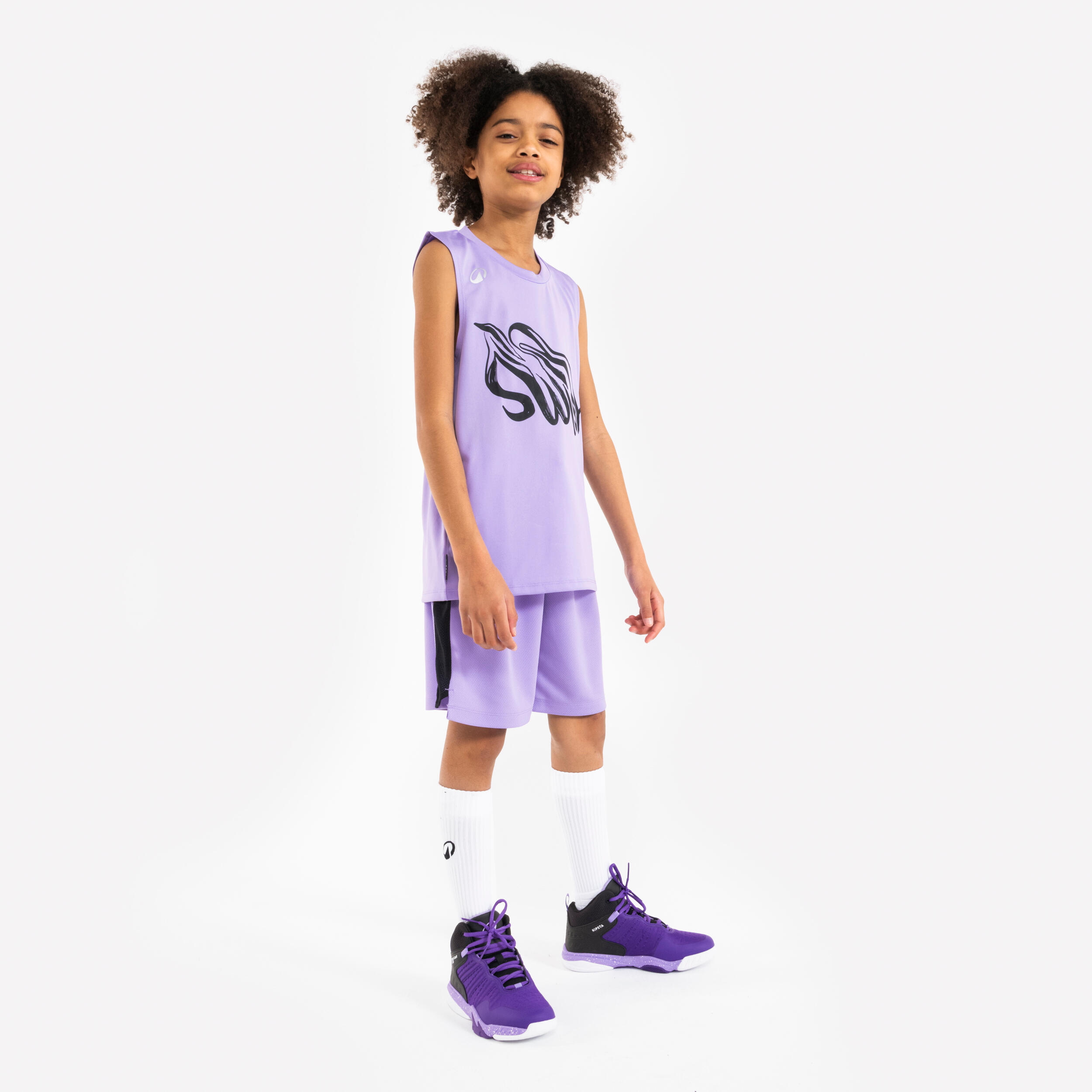 Kids Basketball Sleeveless TShirt TS500 Fast - Purple