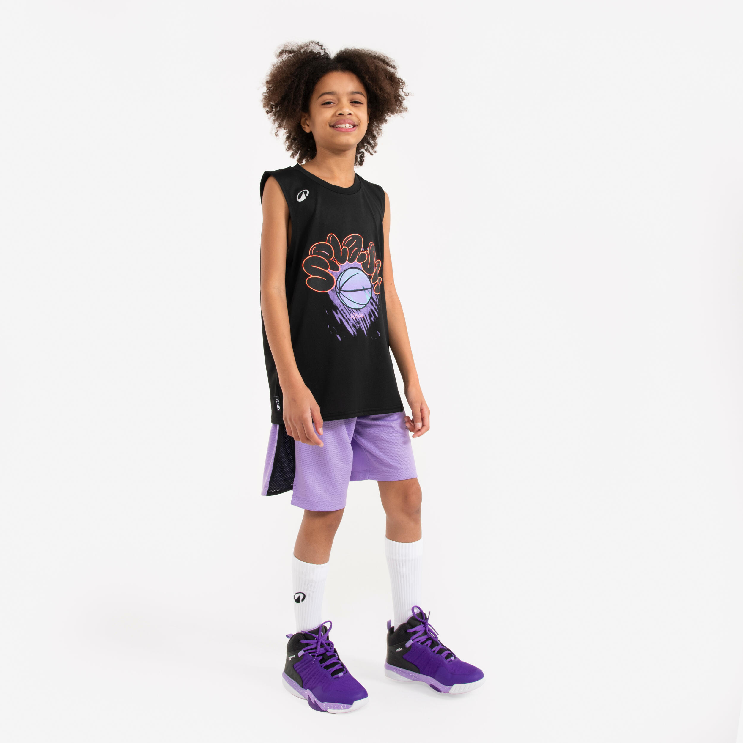 Kids Basketball Sleeveless TShirt TS500 Fast - Black