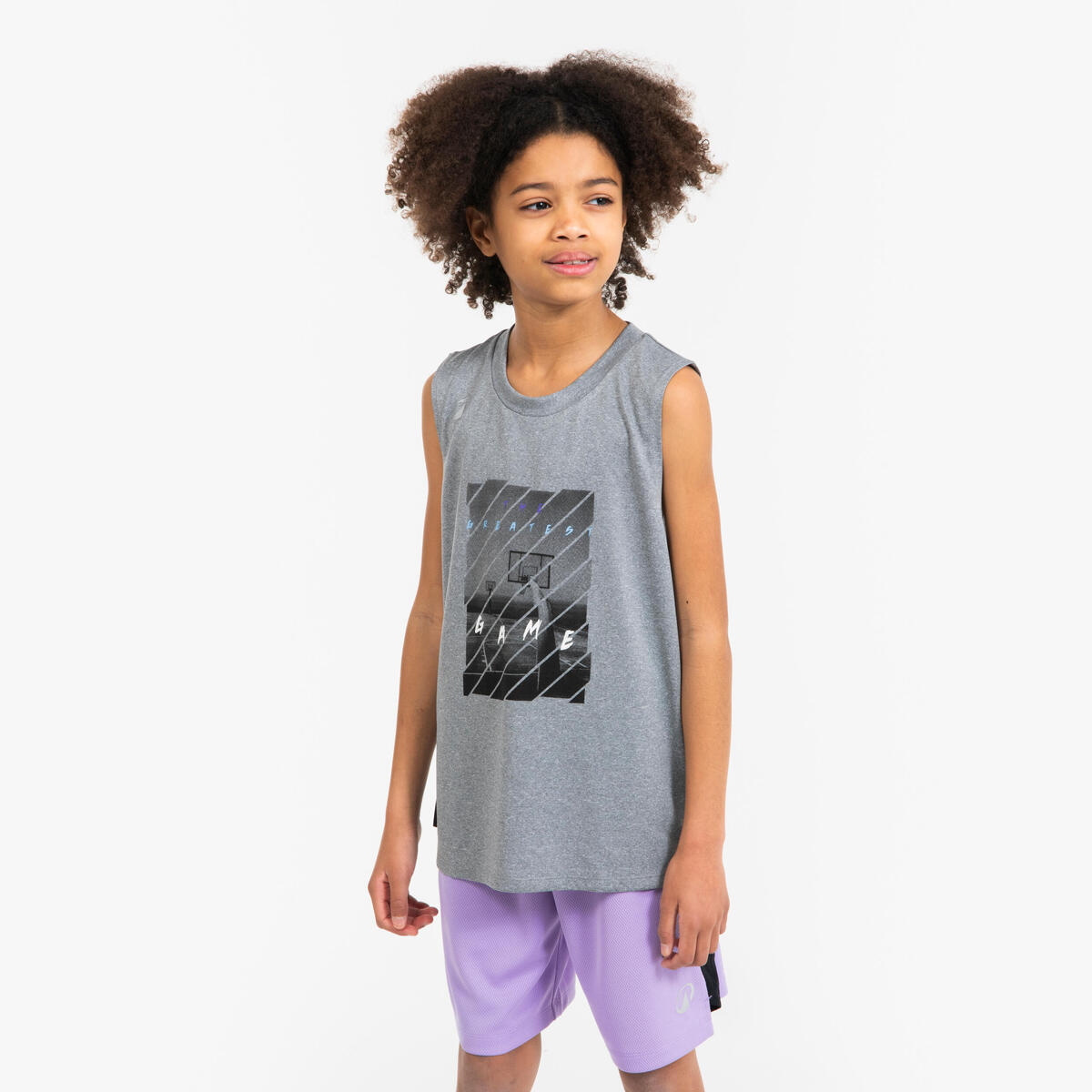 MAILLOT BASKETBALL SANS MANCHE ENFANT - TS500 FAST GRIS