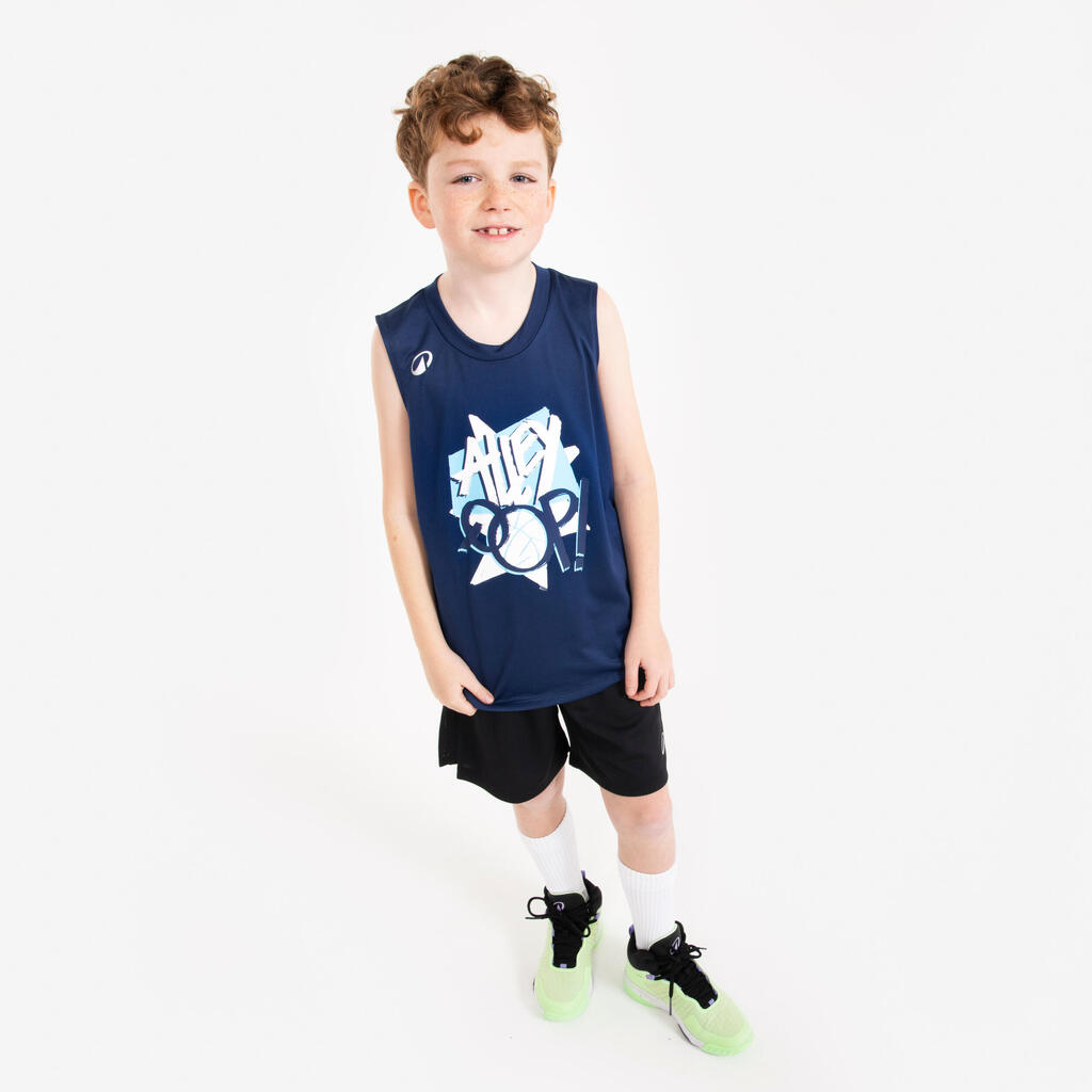 Maillot basketball sans manche enfant - ts500 fast noir