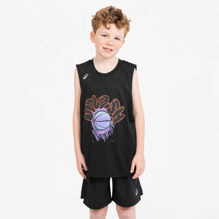 Kids Basketball Sleeveless TShirt TS500 Fast - Black