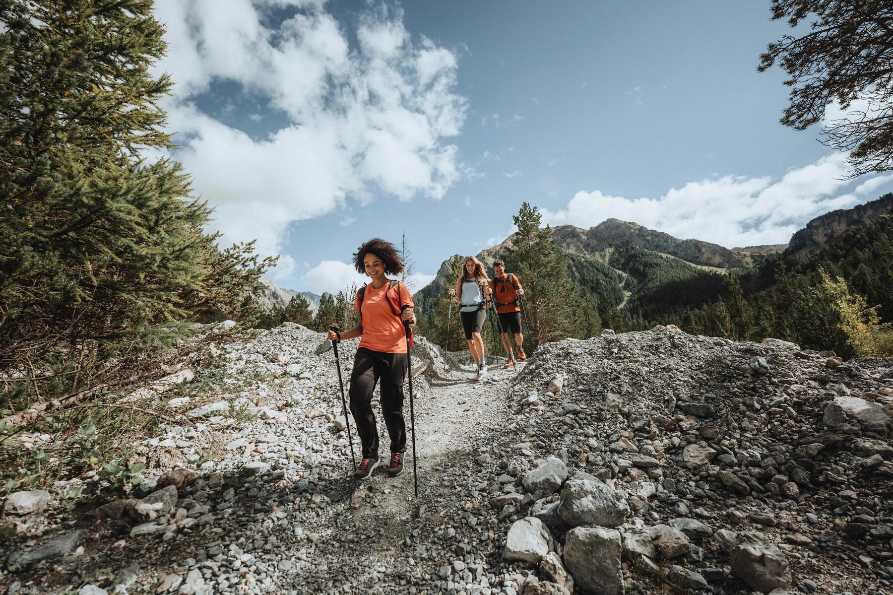 Eine Gruppe von Freundinnen hat Wanderstöcke