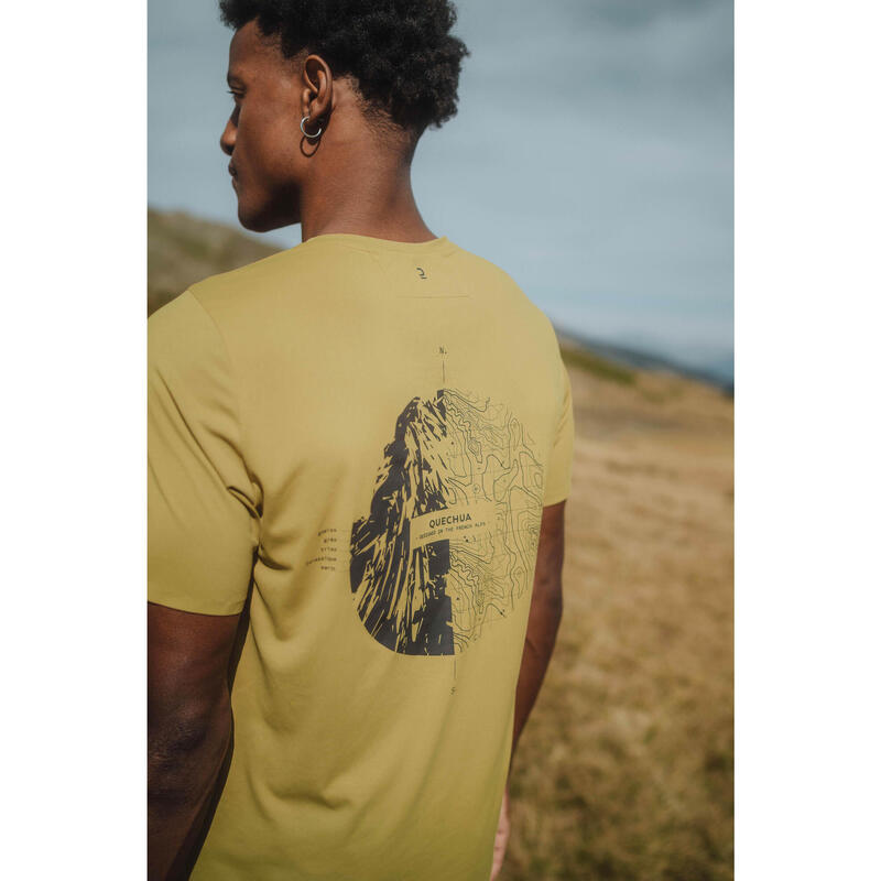 T-shirt de randonnée manches courtes homme, MH500 kaki