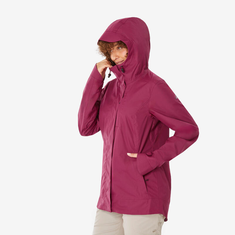 Veste de randonnée imperméable femme, NH500 violet